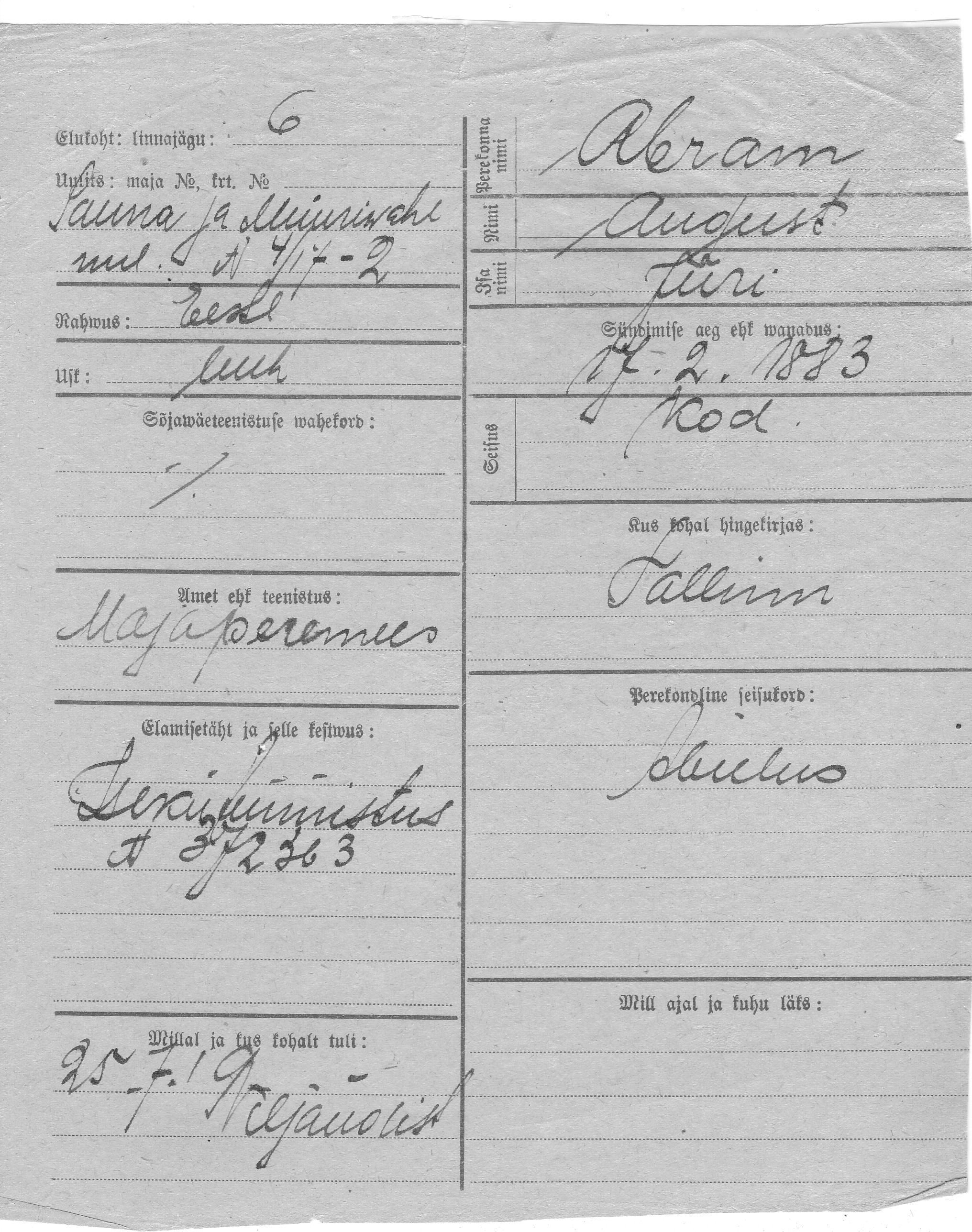 Abram, August, Jüri