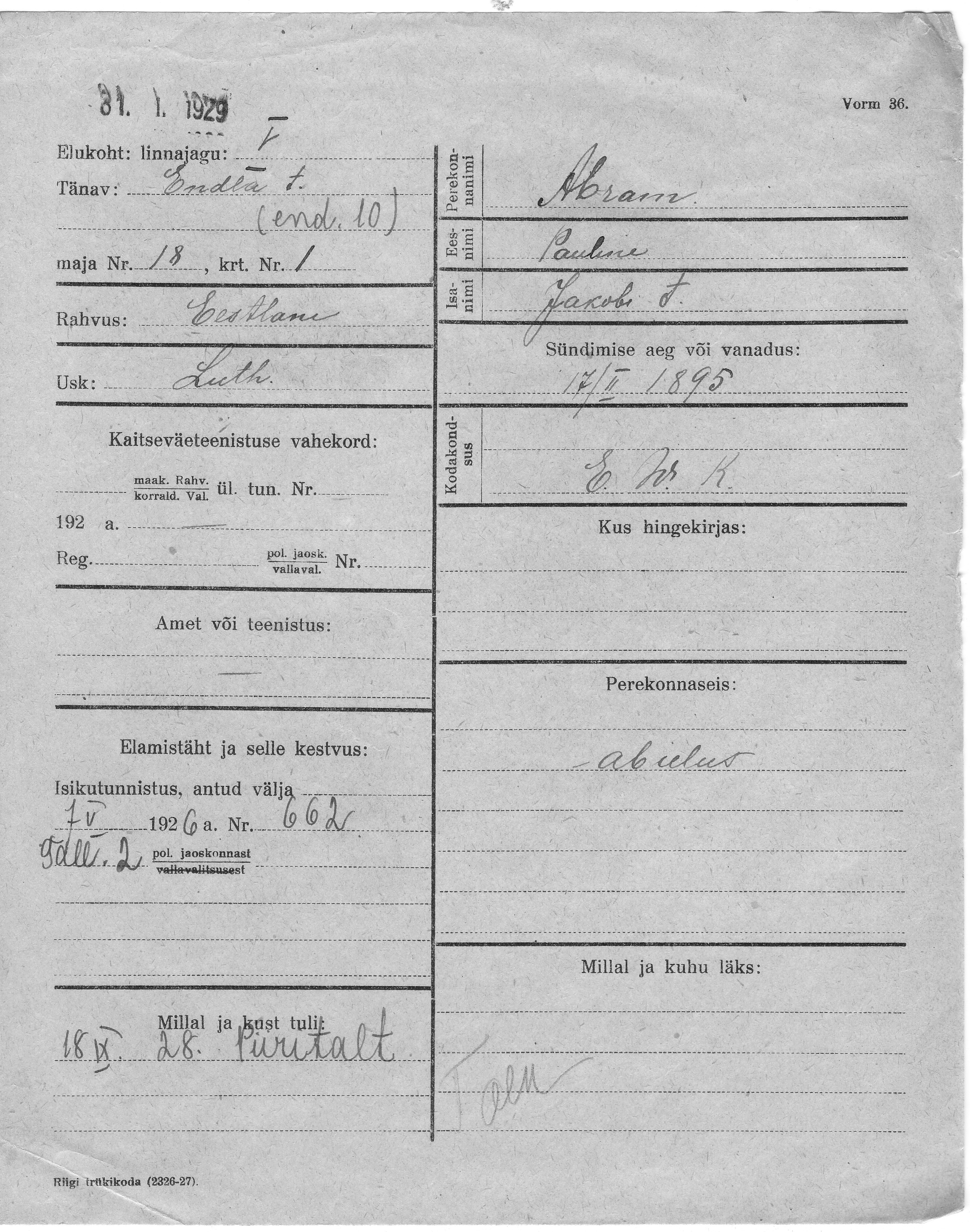 Abram, Pauline, Jakob