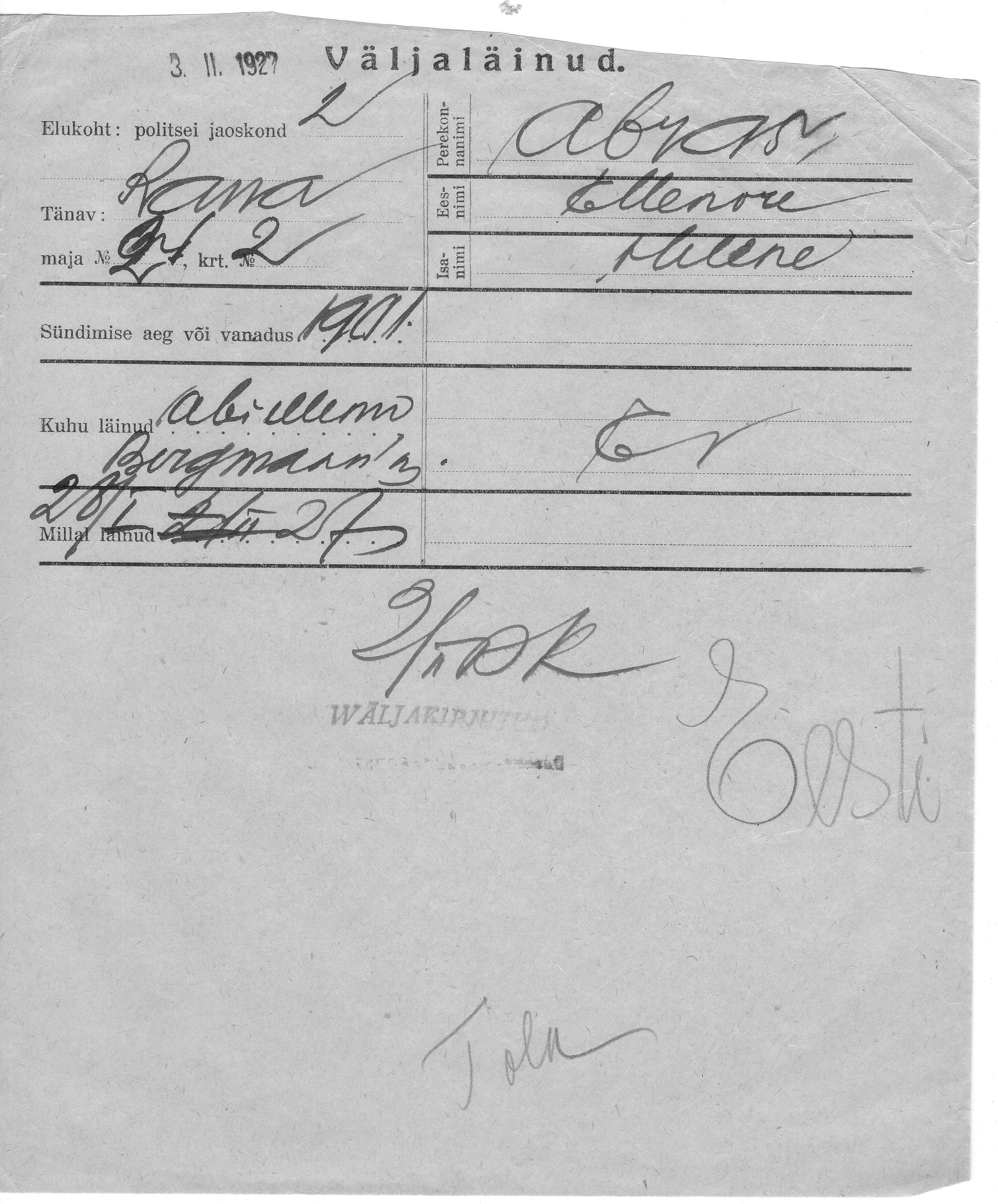 Abras, Ellenore, Helene