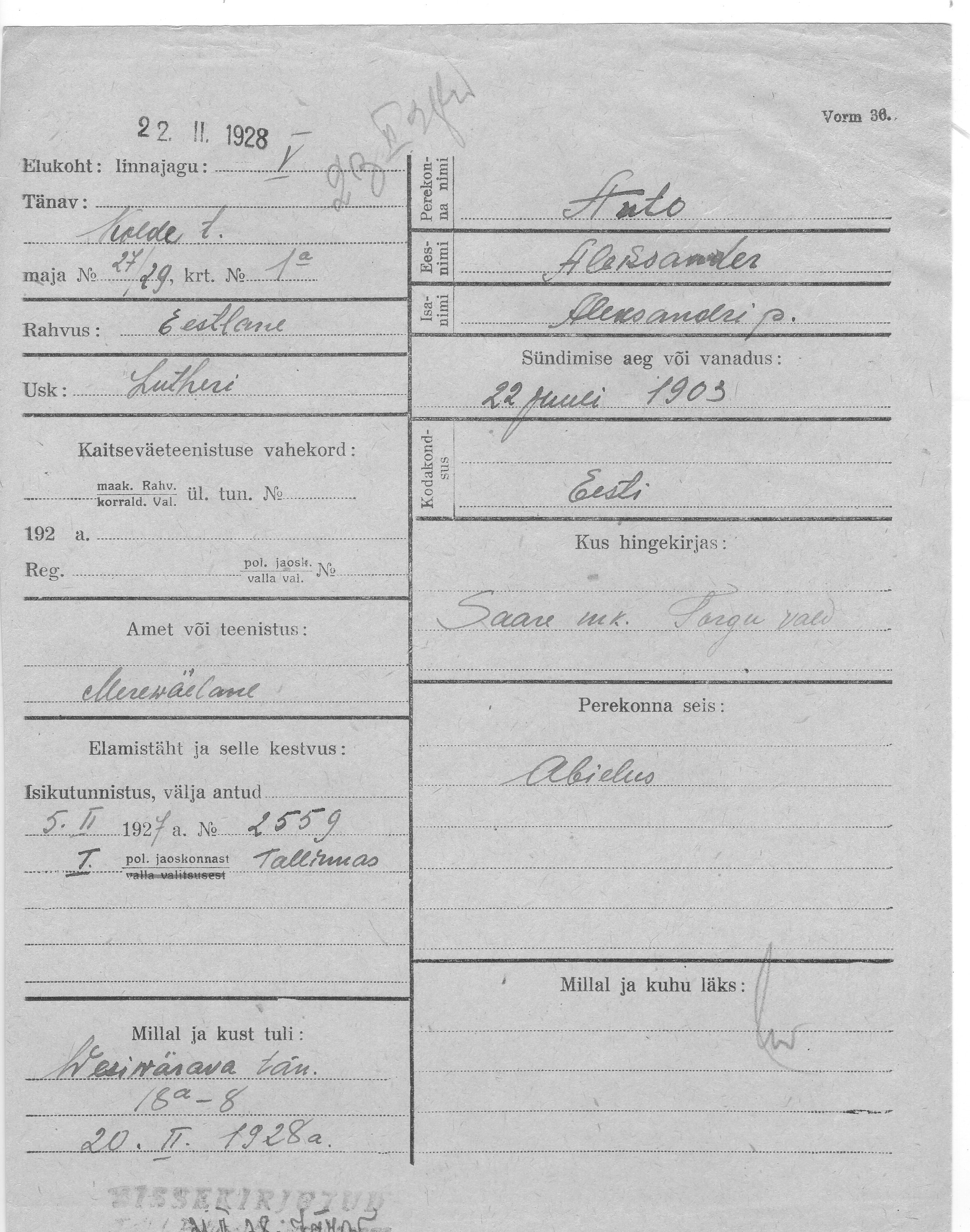 Anto, Aleksander, Aleksander