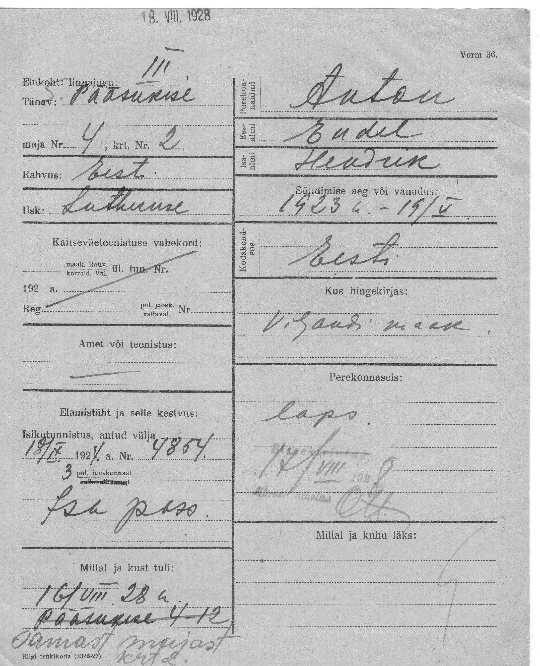 Anton, Endel, Hendrik