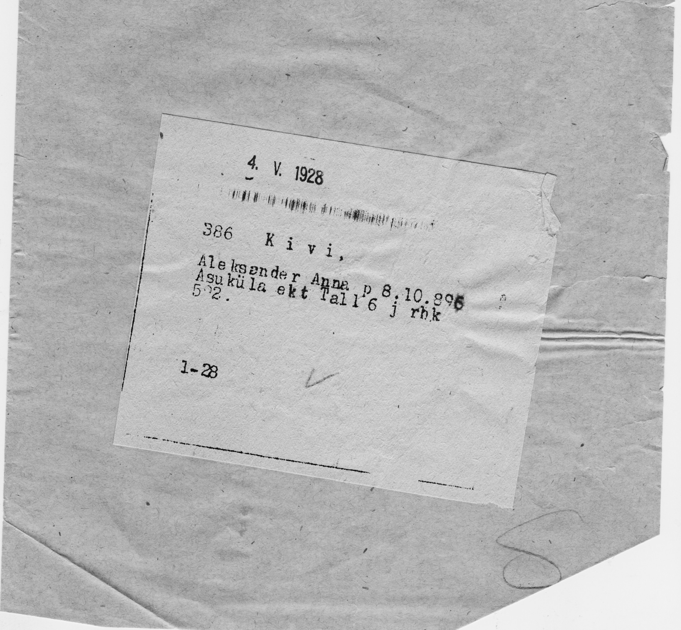 Kivi, Aleksander, Anna