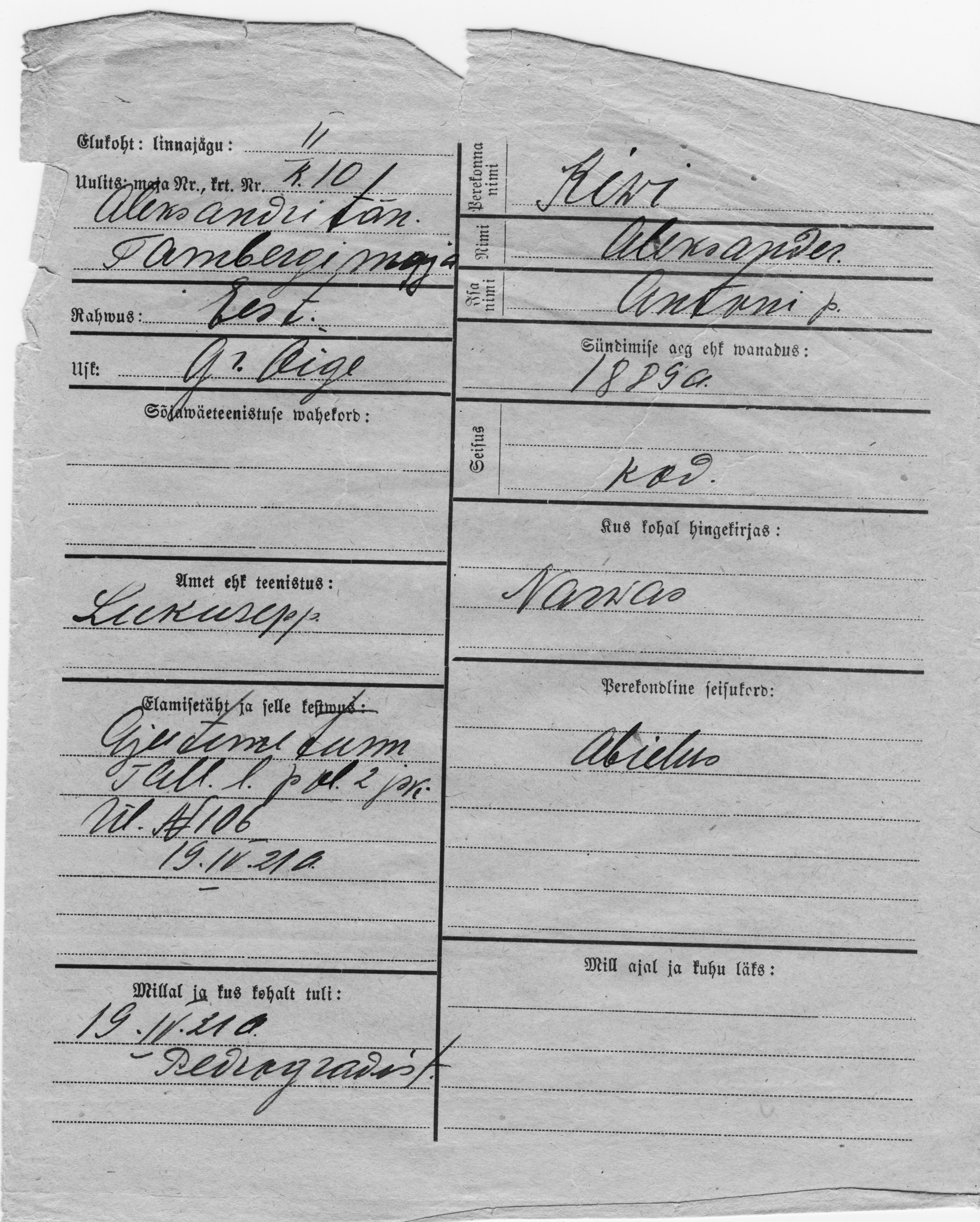 Kivi, Aleksander, Anton