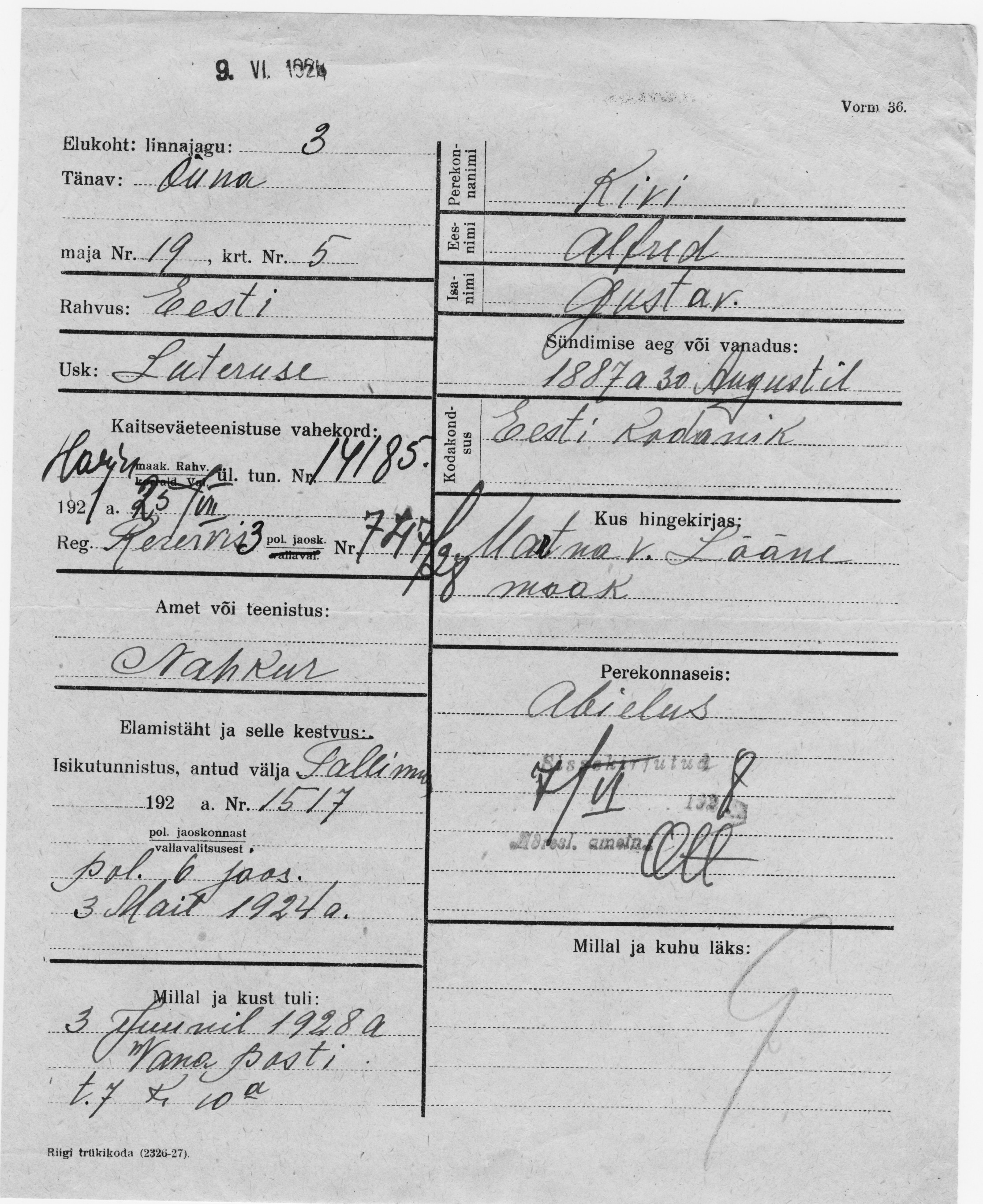 Kivi, Alfred, Gustav