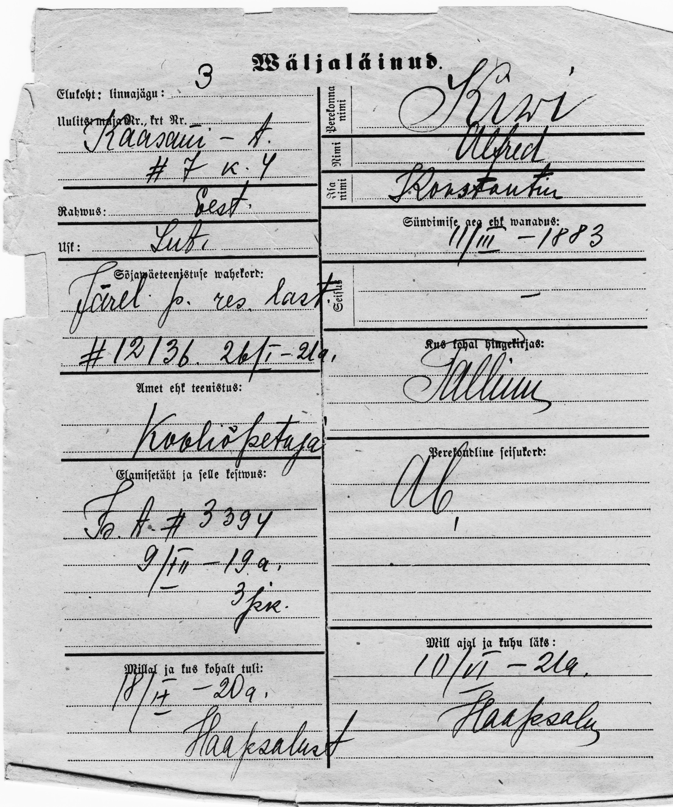 Kivi, Alfred, Konstantin