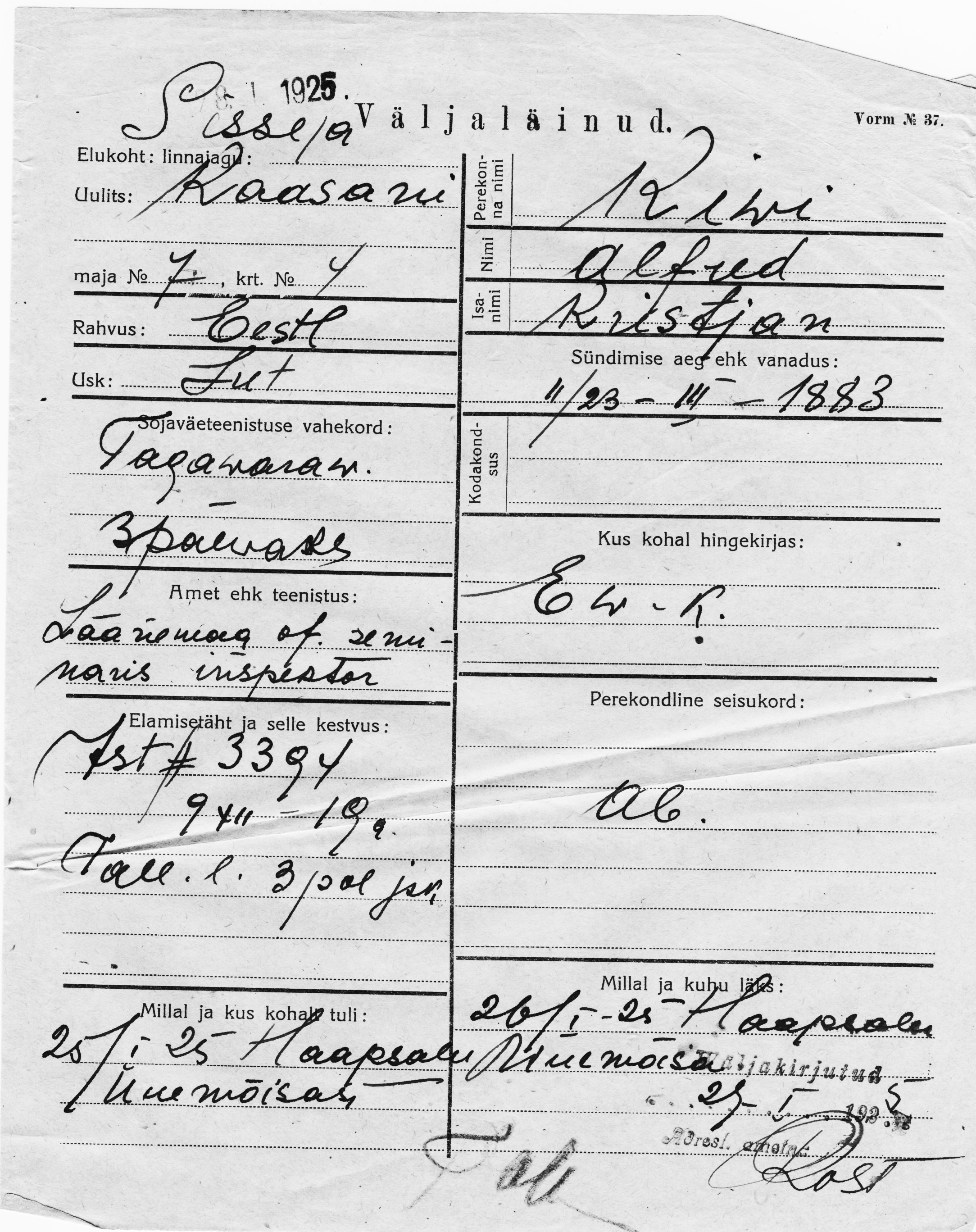 Kivi, Alfred, Kristjan