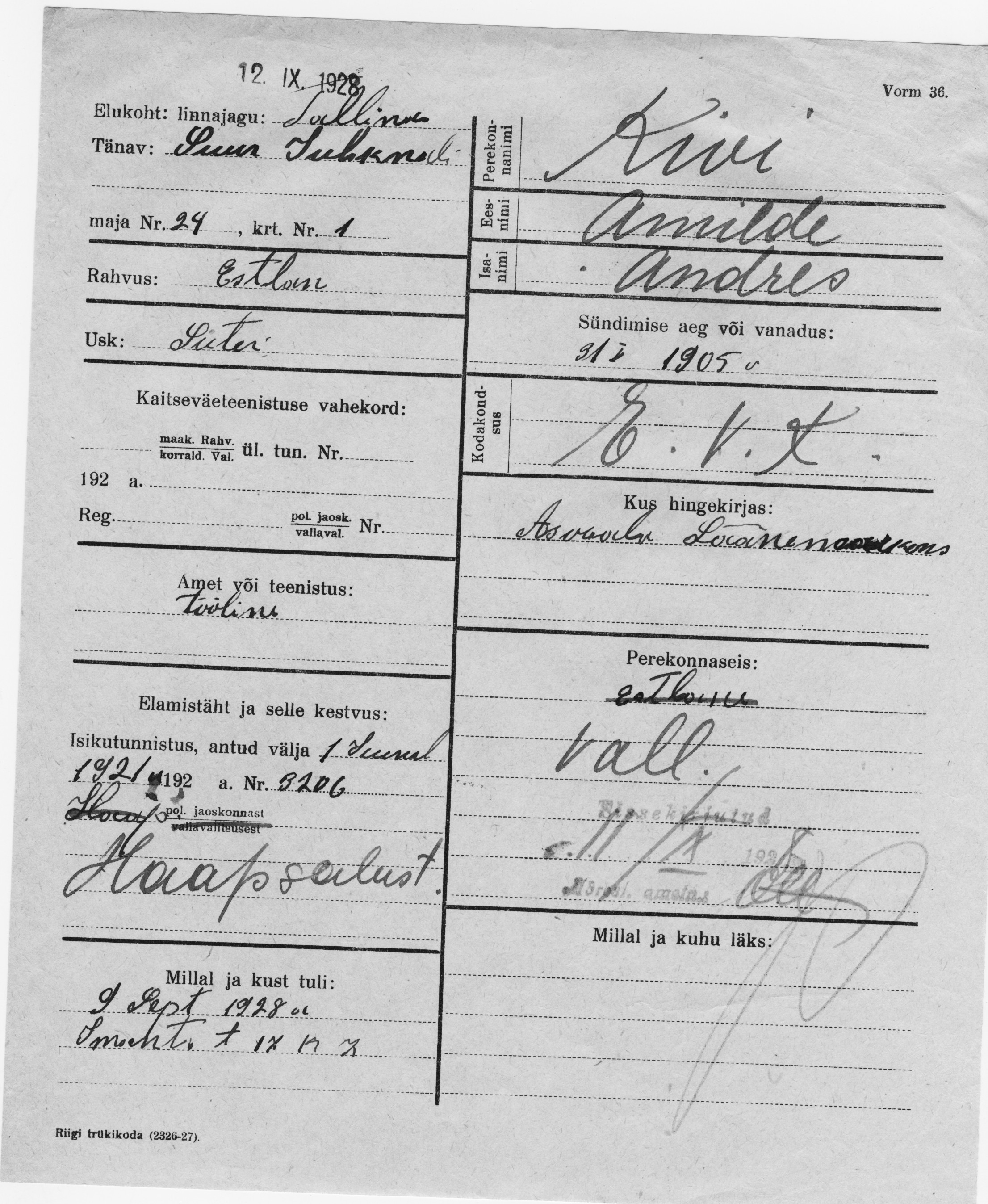 Kivi, Amilde, Andres