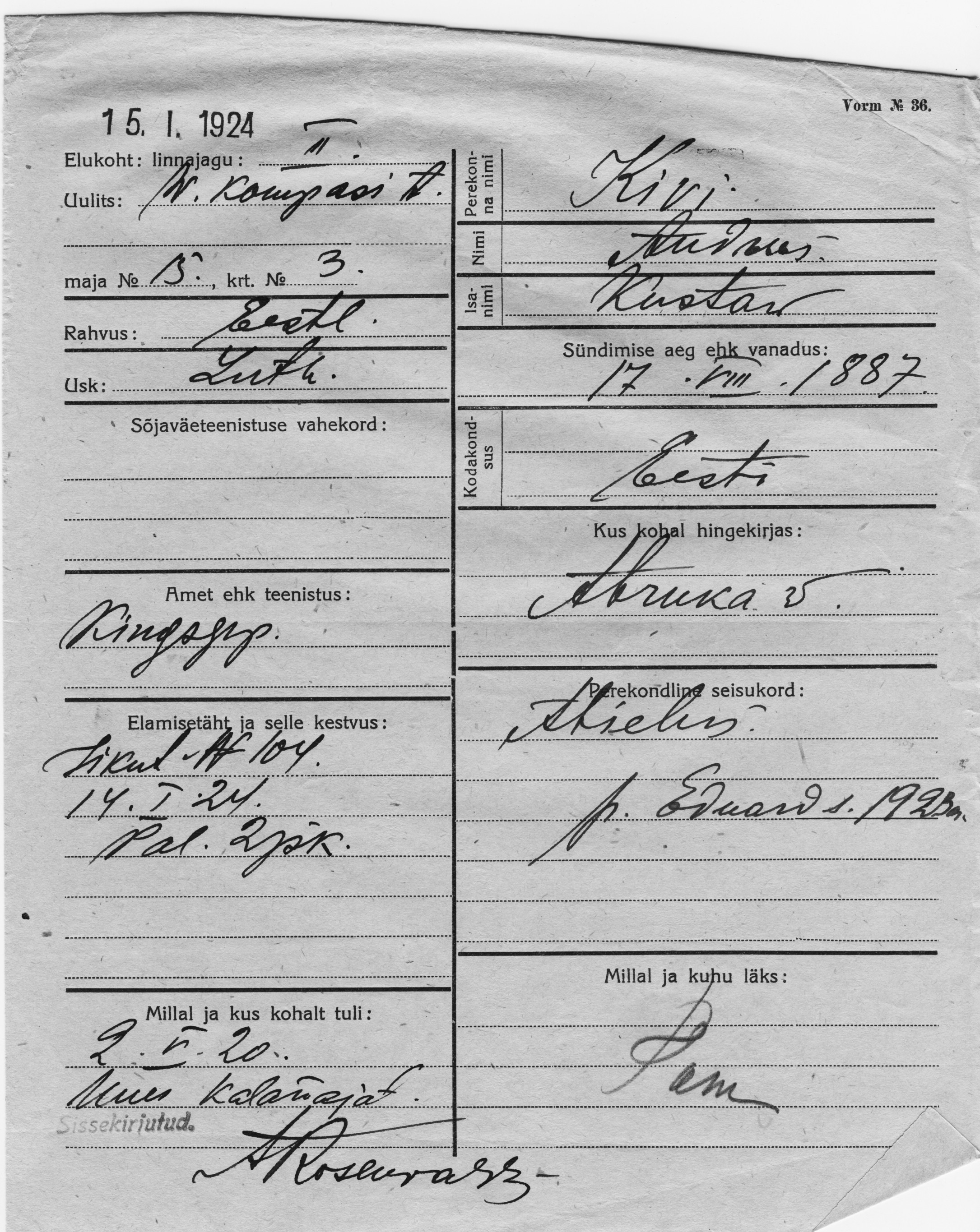 Kivi, Andrus, Kustav