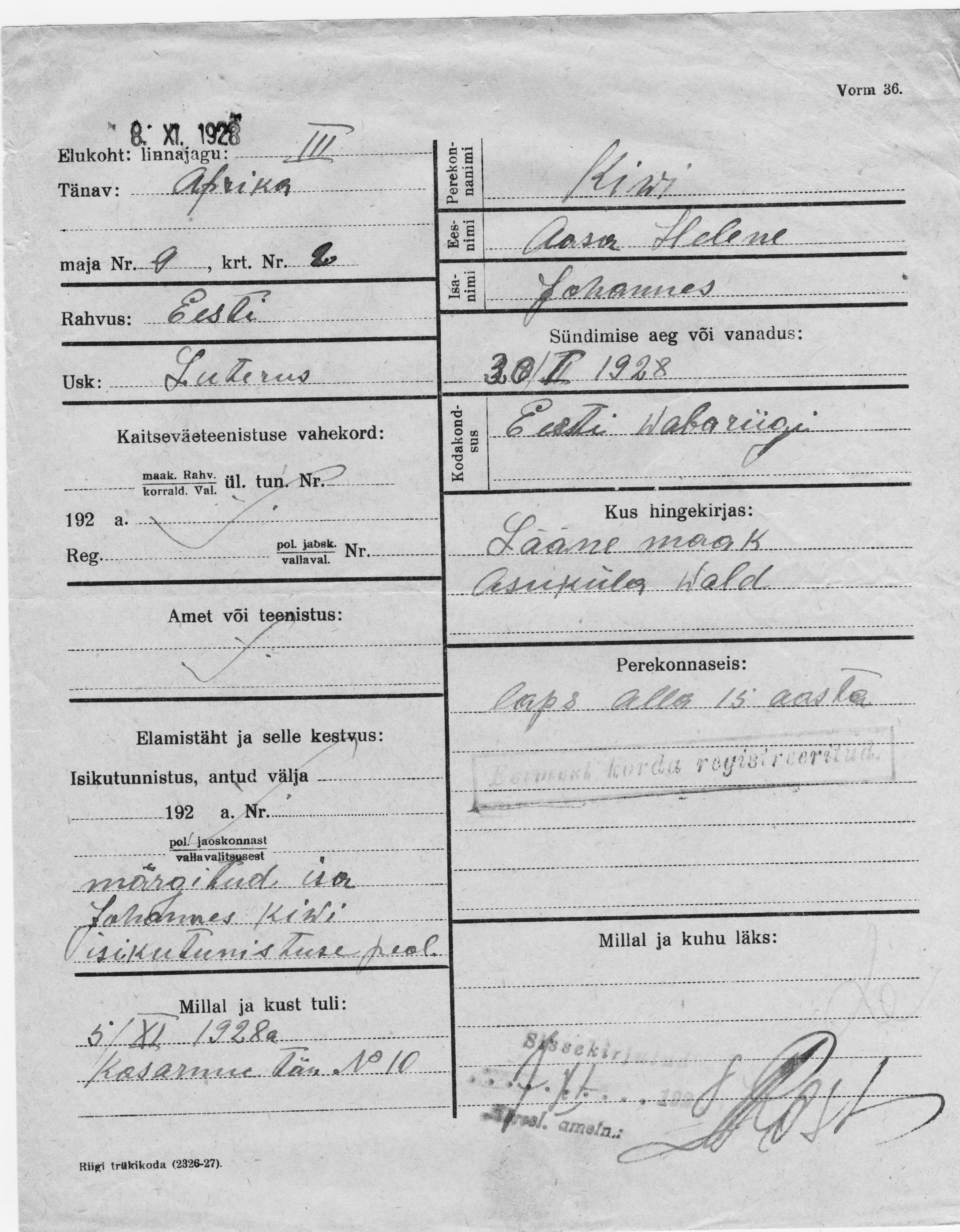 Kivi, Helene, Johannes