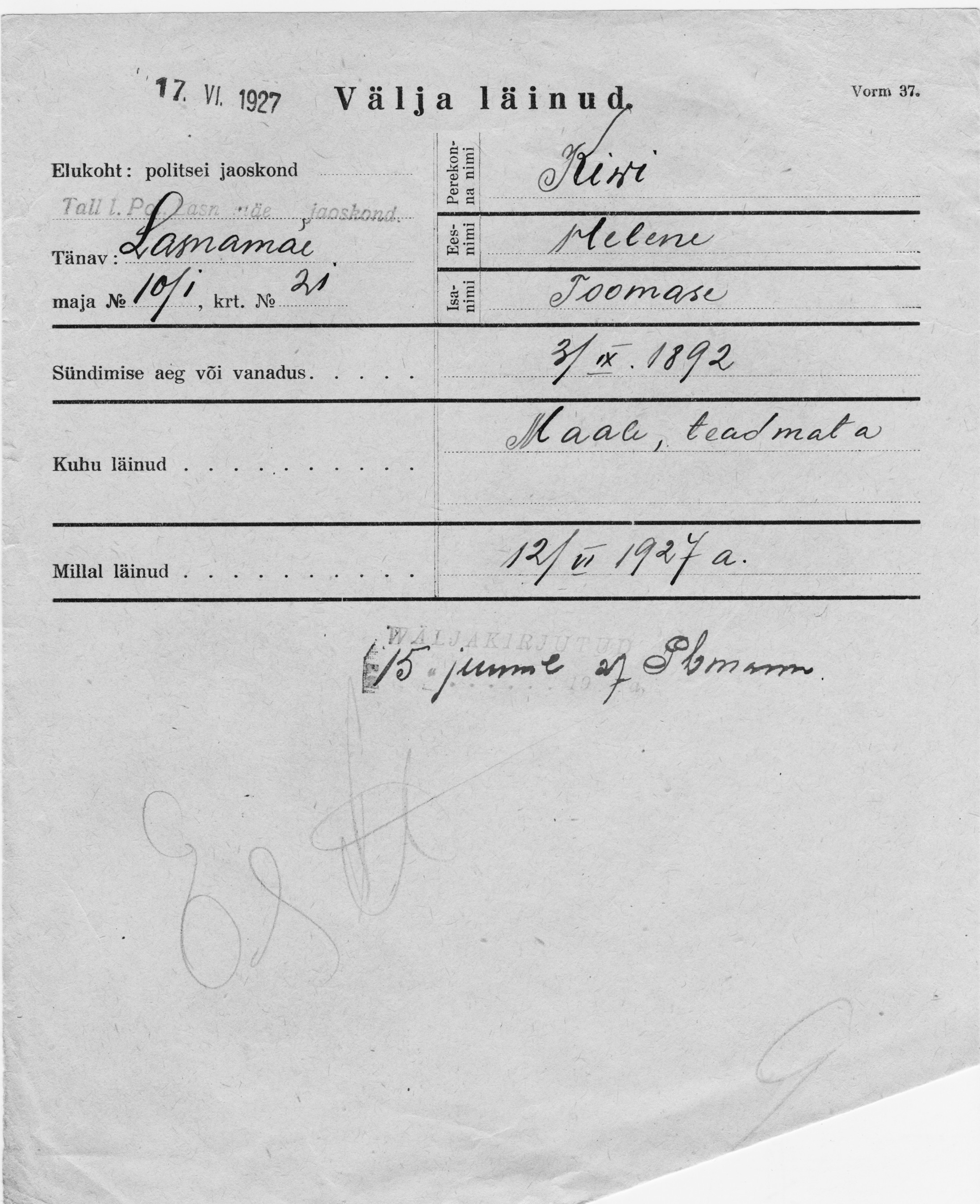 Kivi, Helene, Toomas