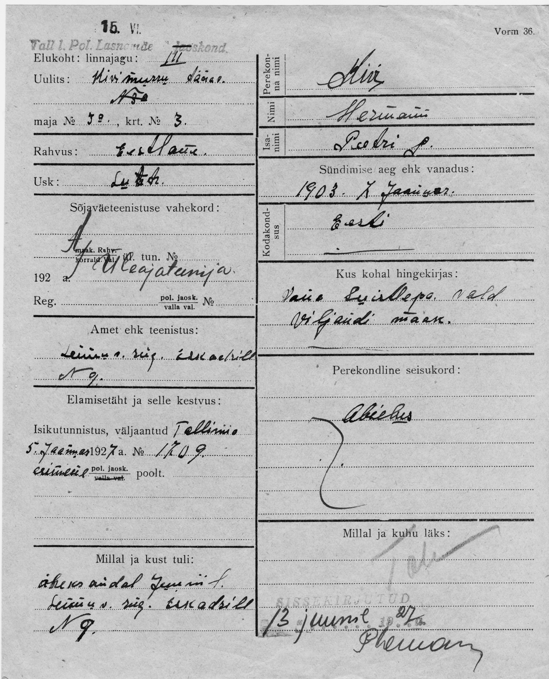 Kivi, Hermann, Peeter