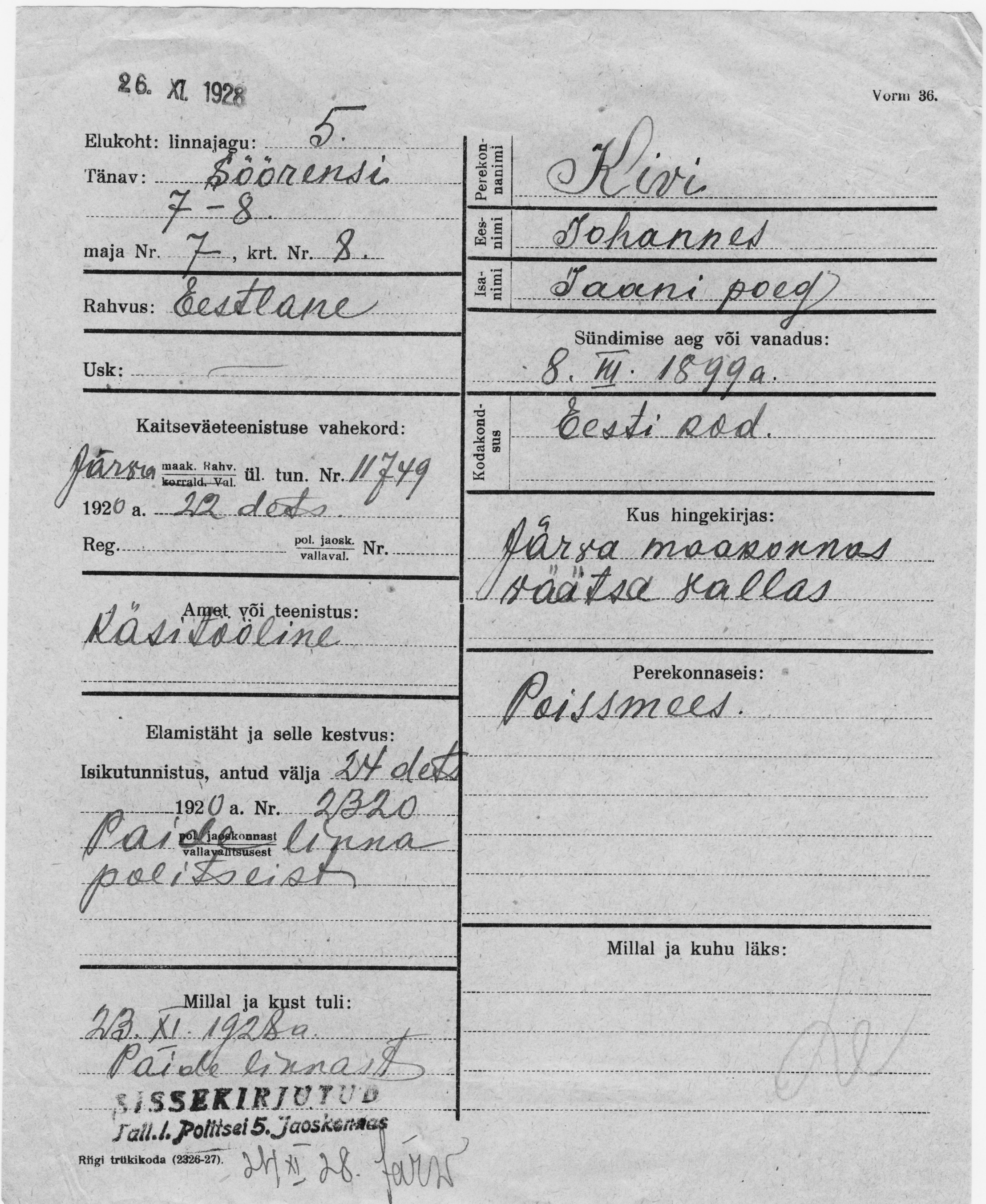 Kivi, Johannes, Jaan