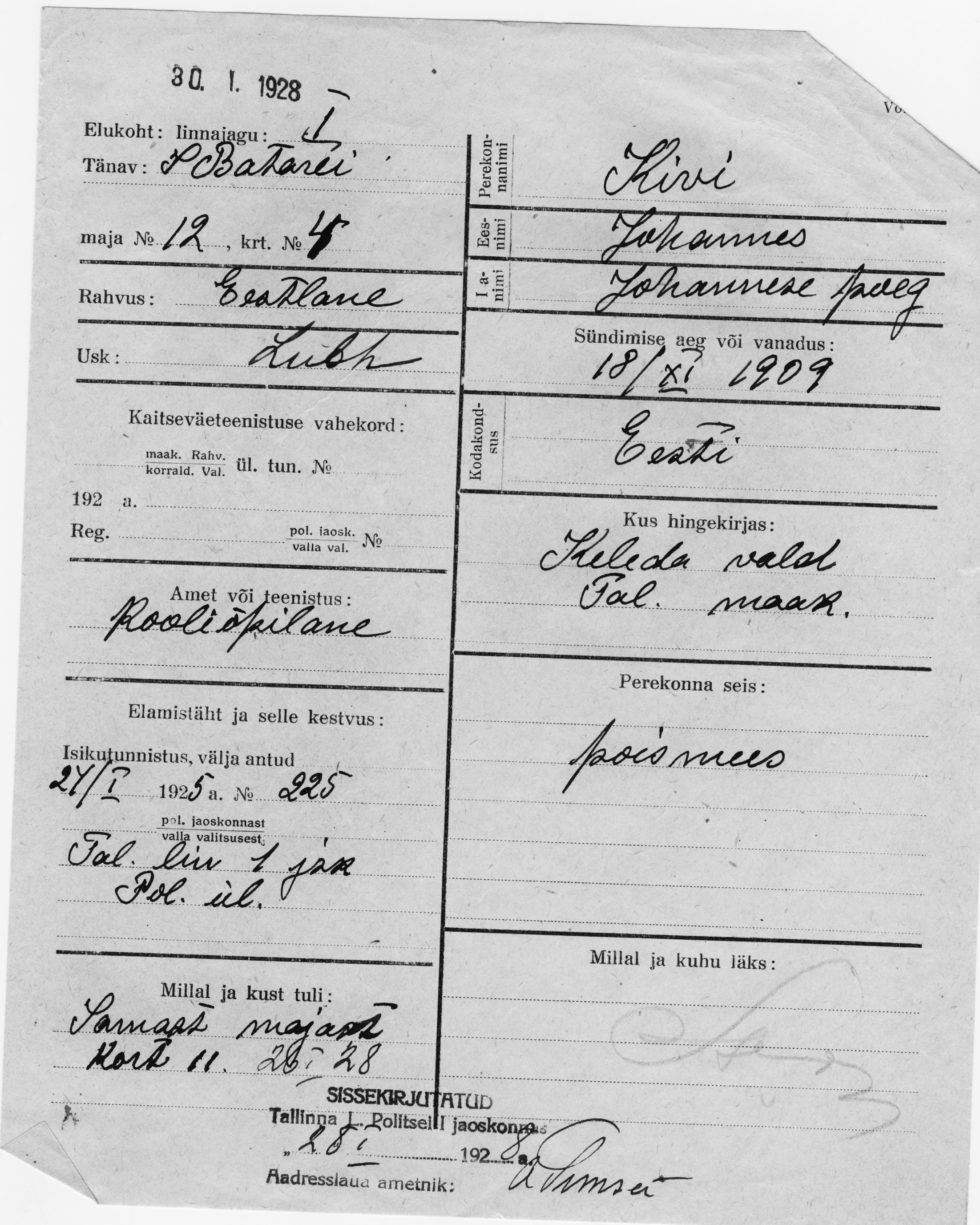 Kivi, Johannes, Johannes