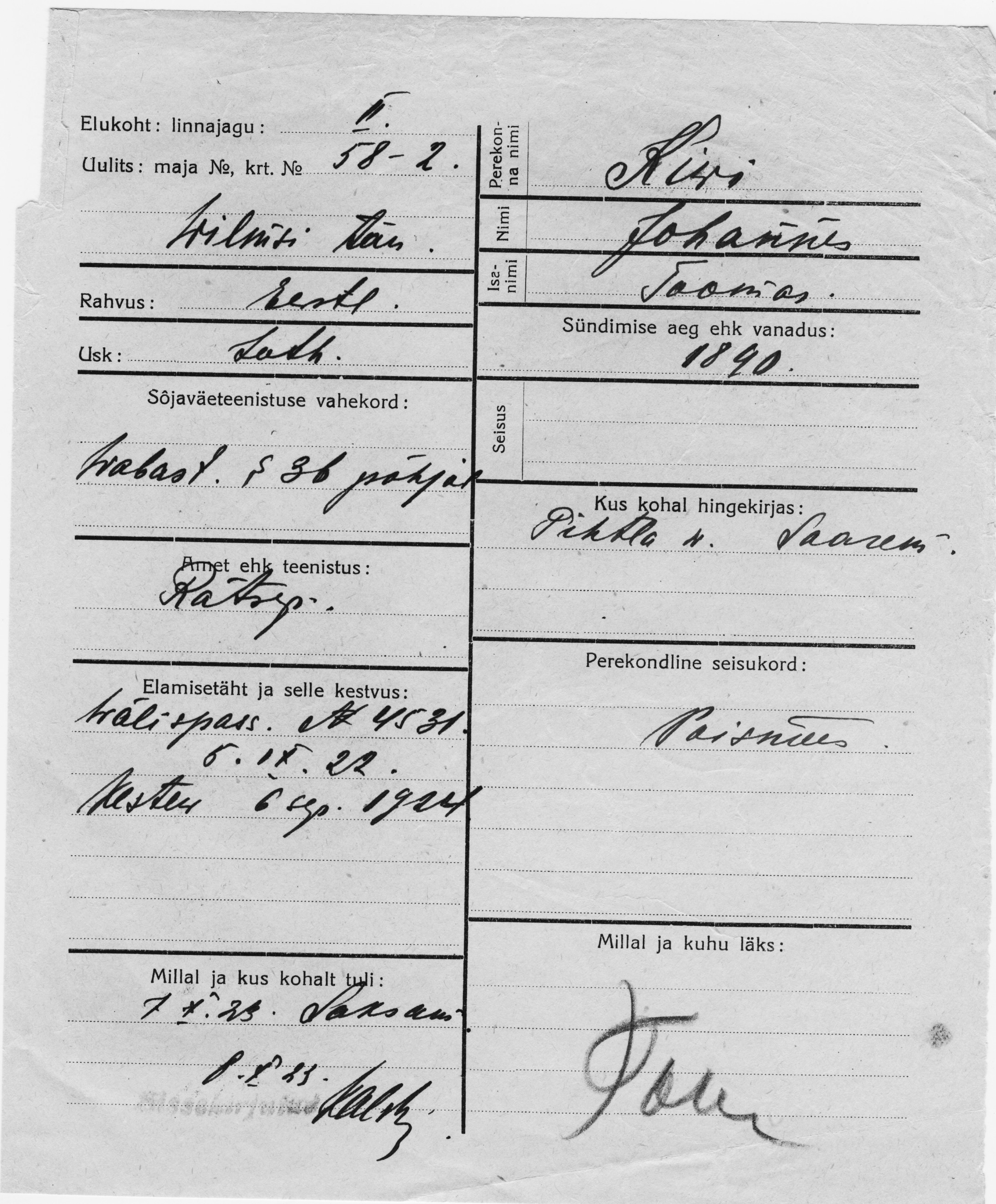 Kivi, Johannes, Toomas