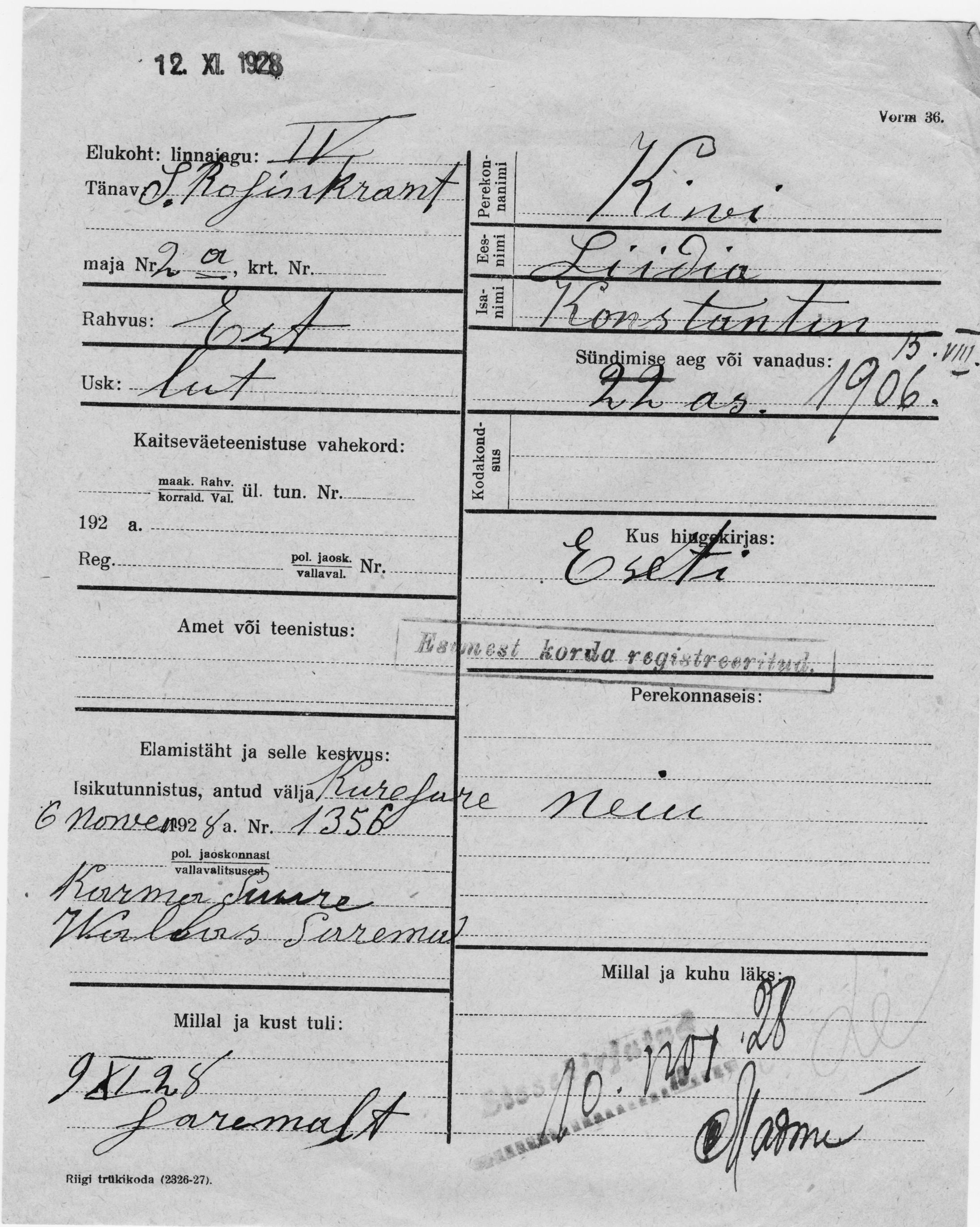 Kivi, Liidia, Konstantin