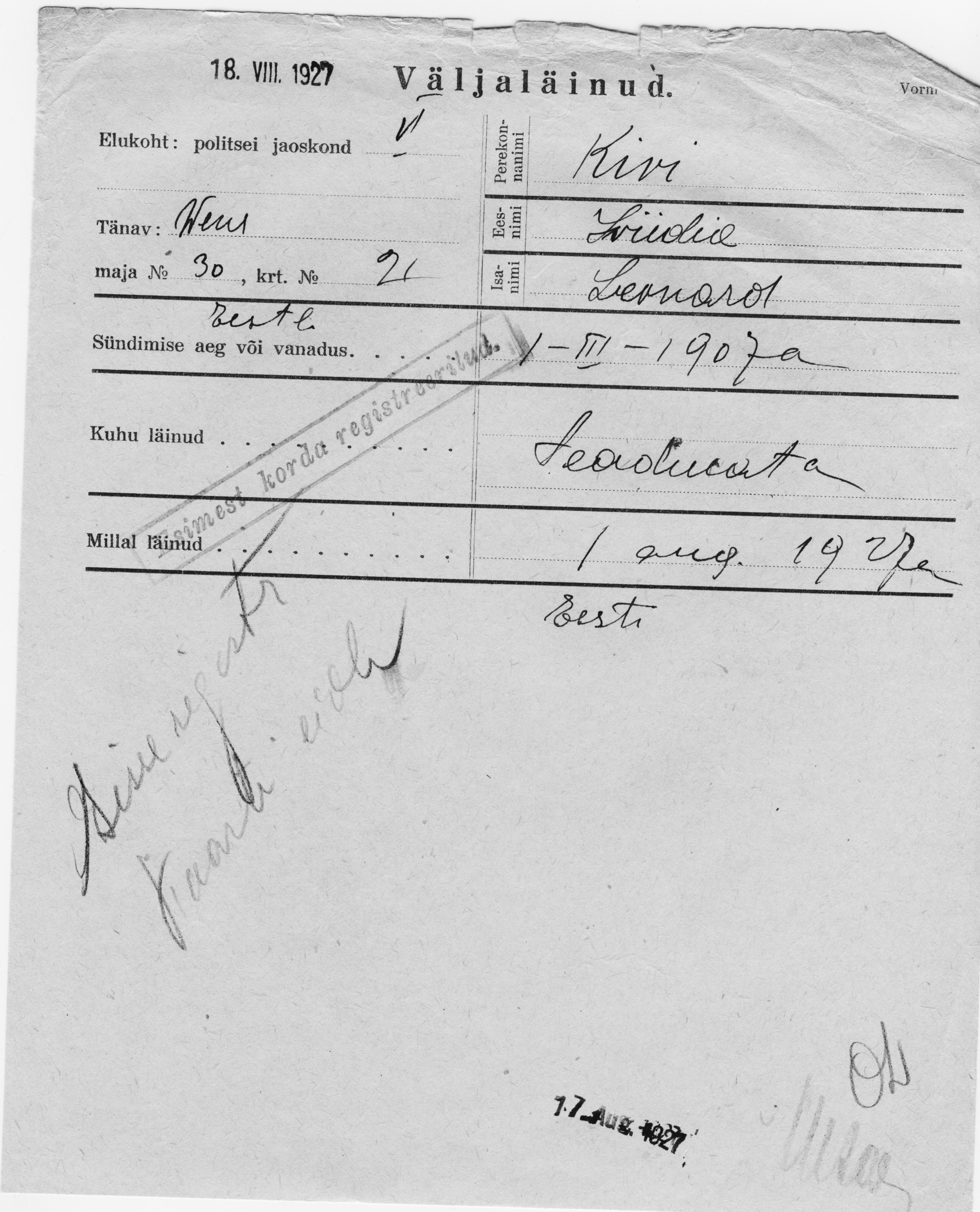 Kivi, Liidia, Leonard