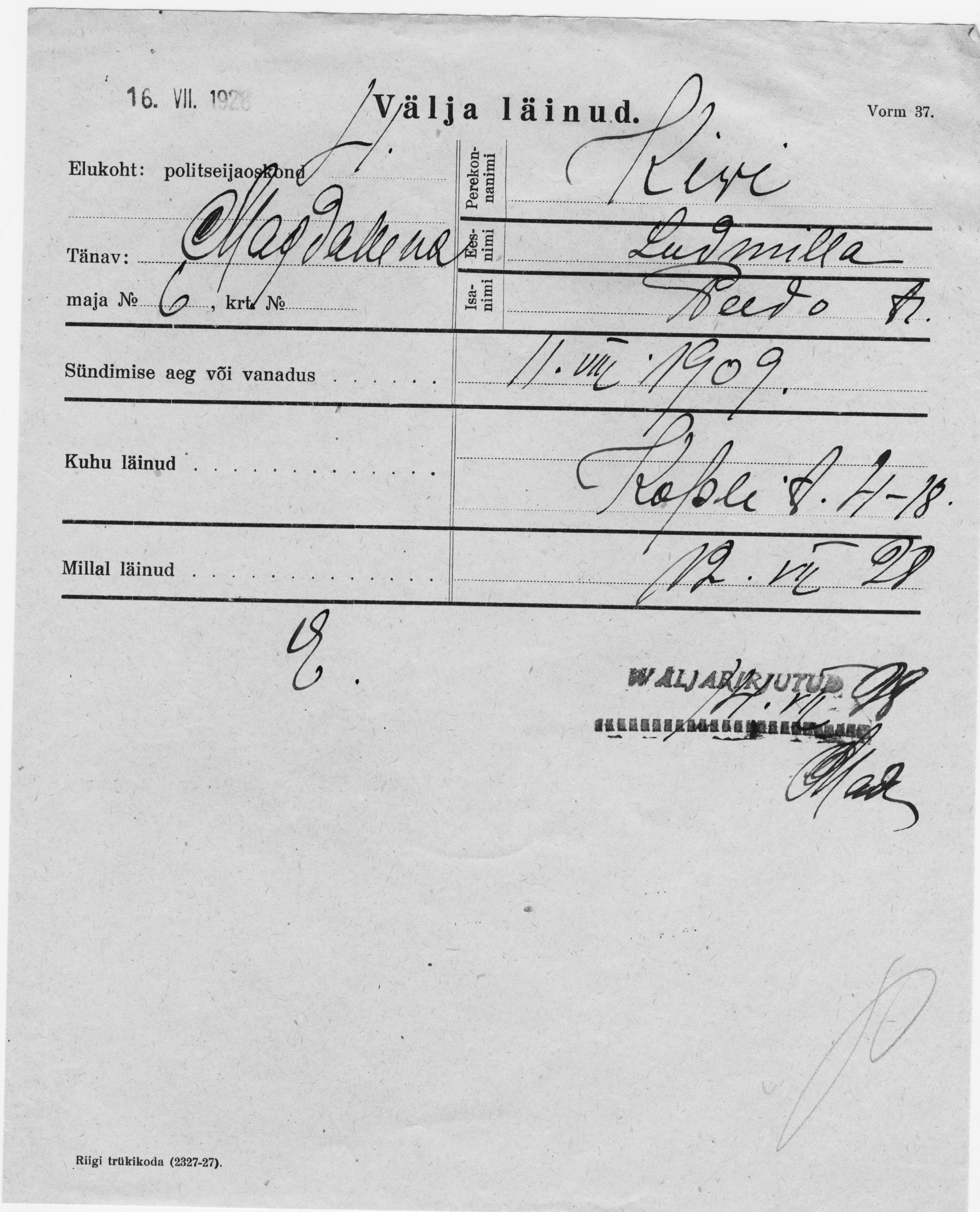 Kivi, Ludmilla, Peedo