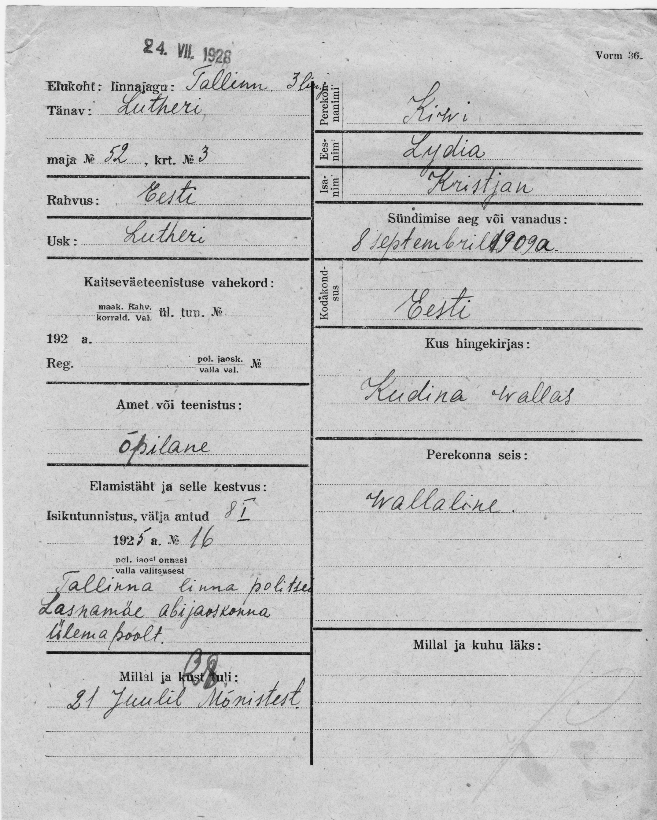 Kivi, Lydia, Kristjan