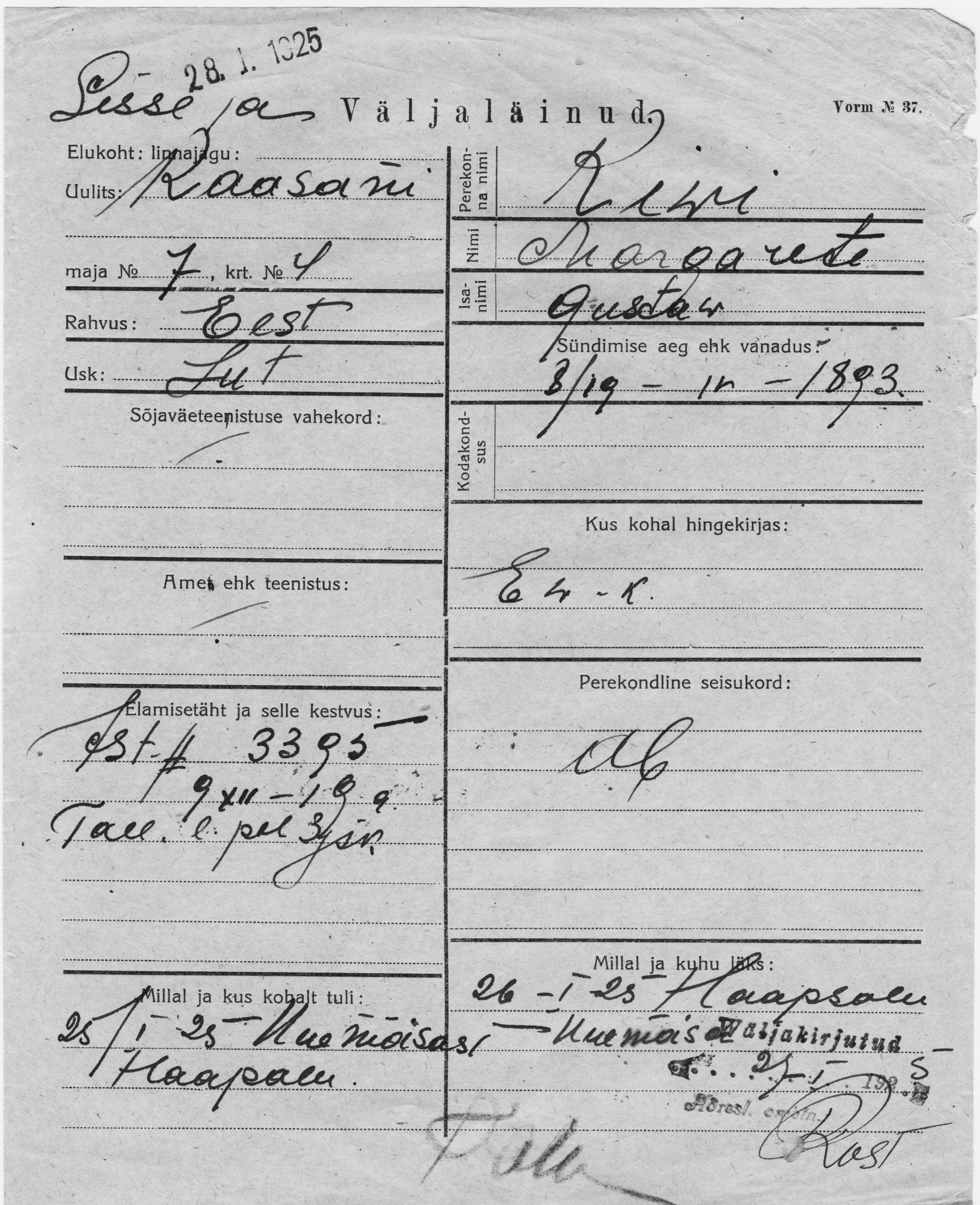 Kivi, Margarete, Gustav