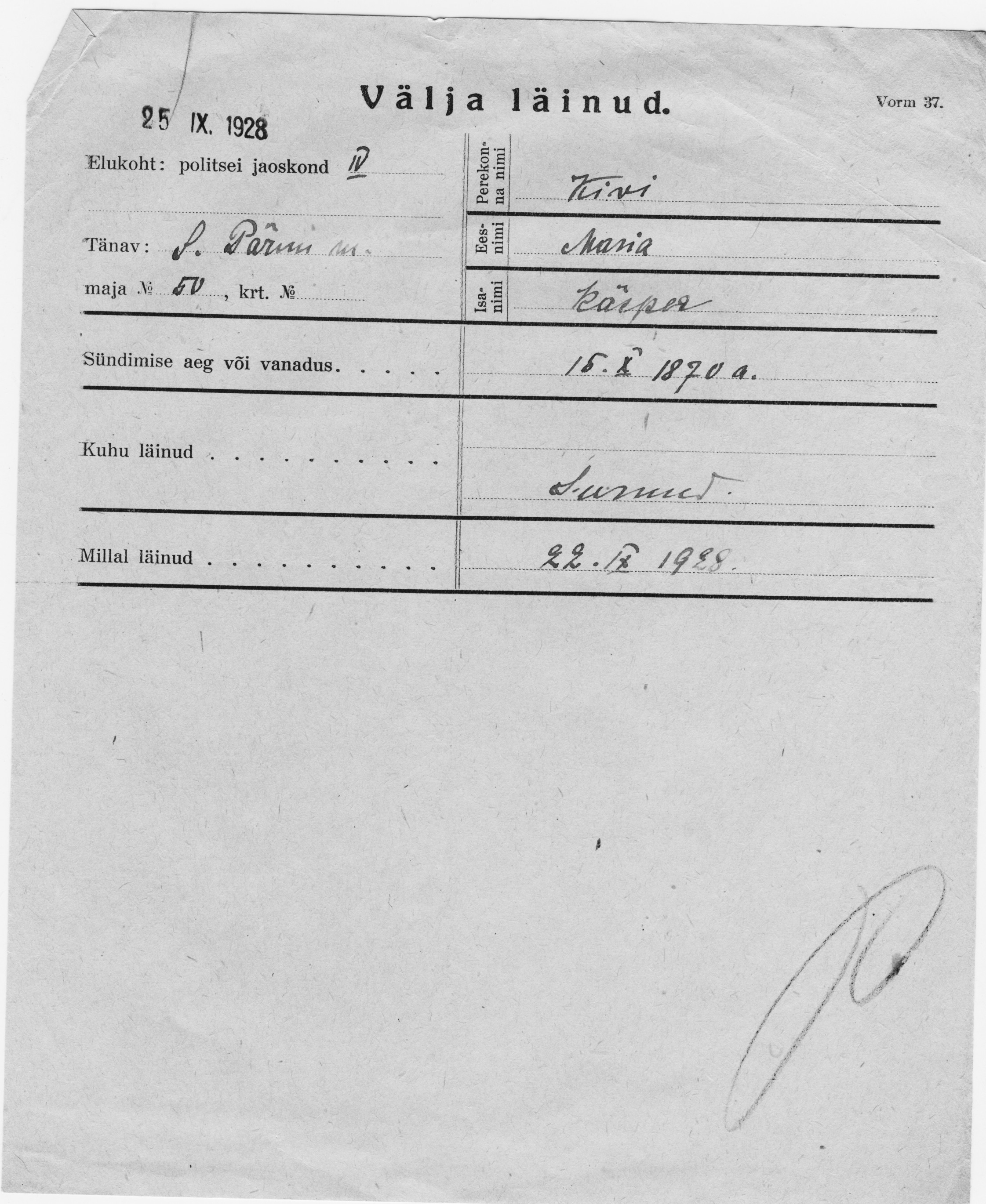 Kivi, Maria, Käsper