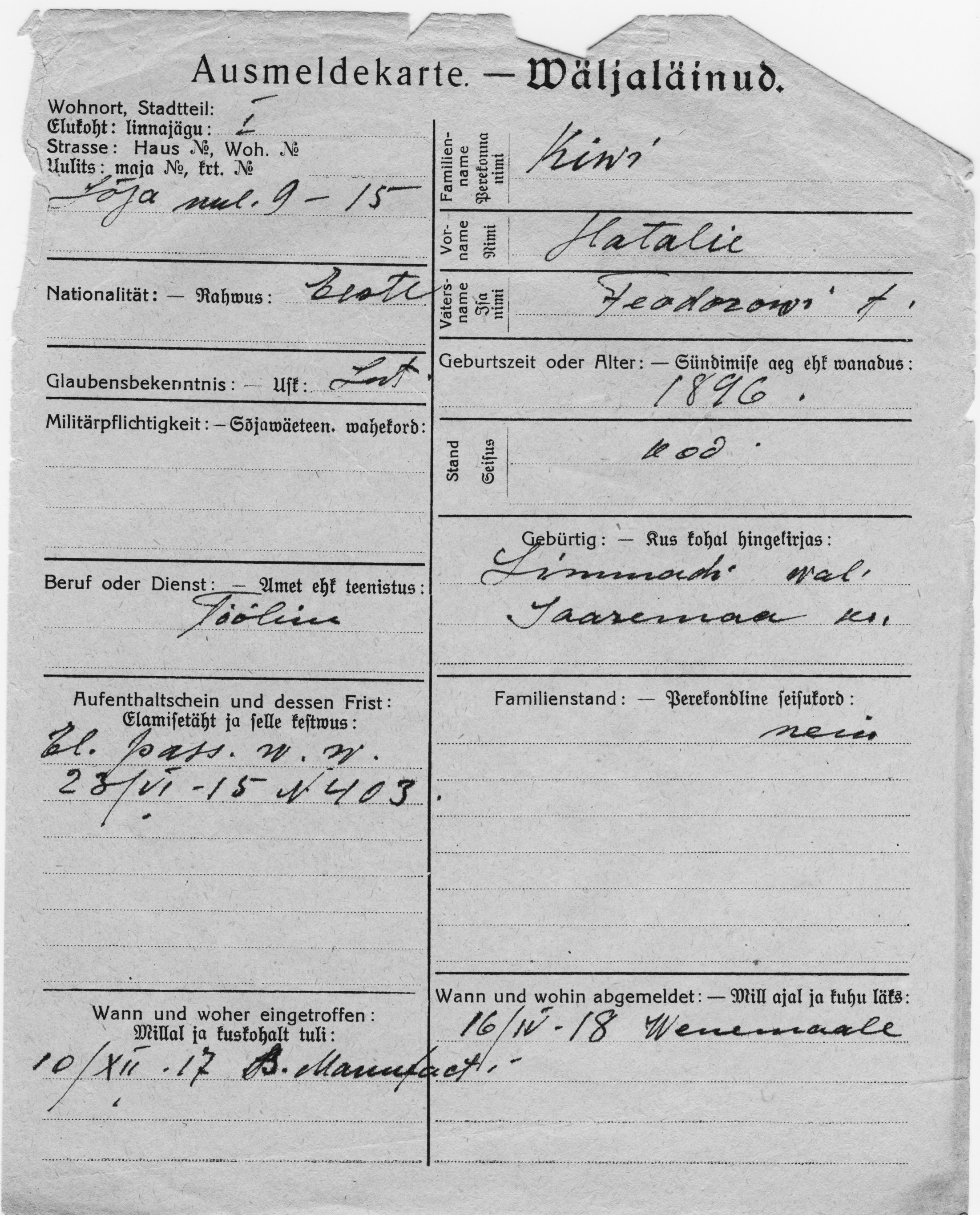 Kivi, Natalie, Feodor