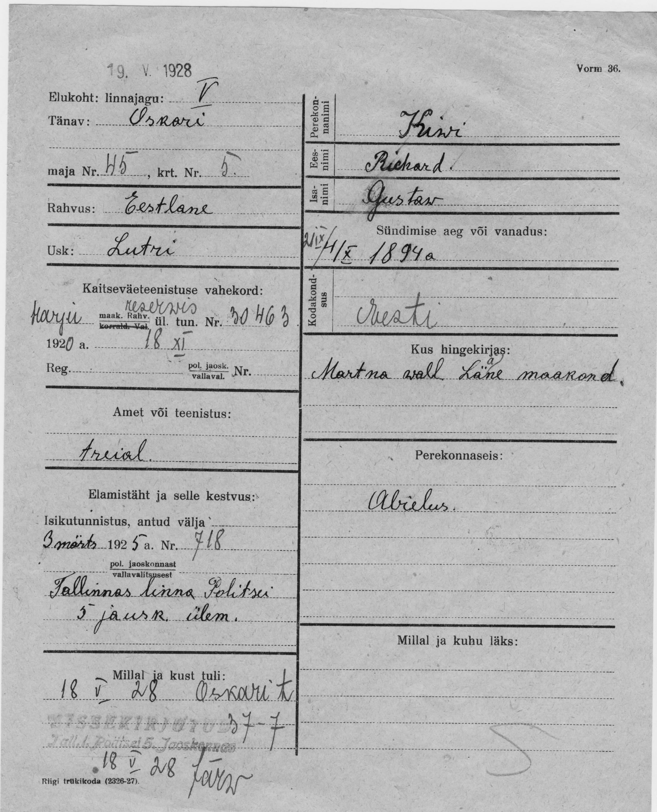 Kivi, Richard, Gustav