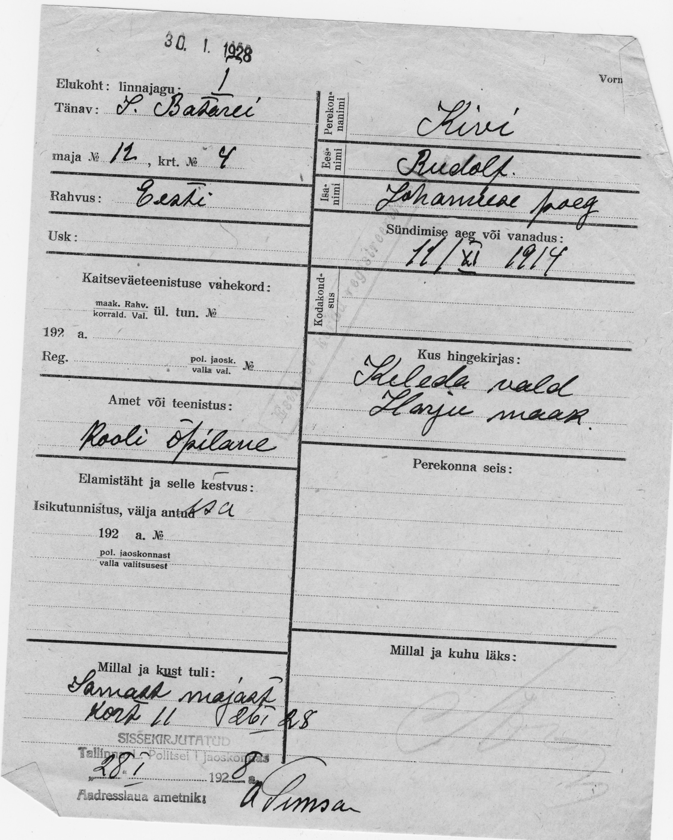 Kivi, Rudolf, Johannes