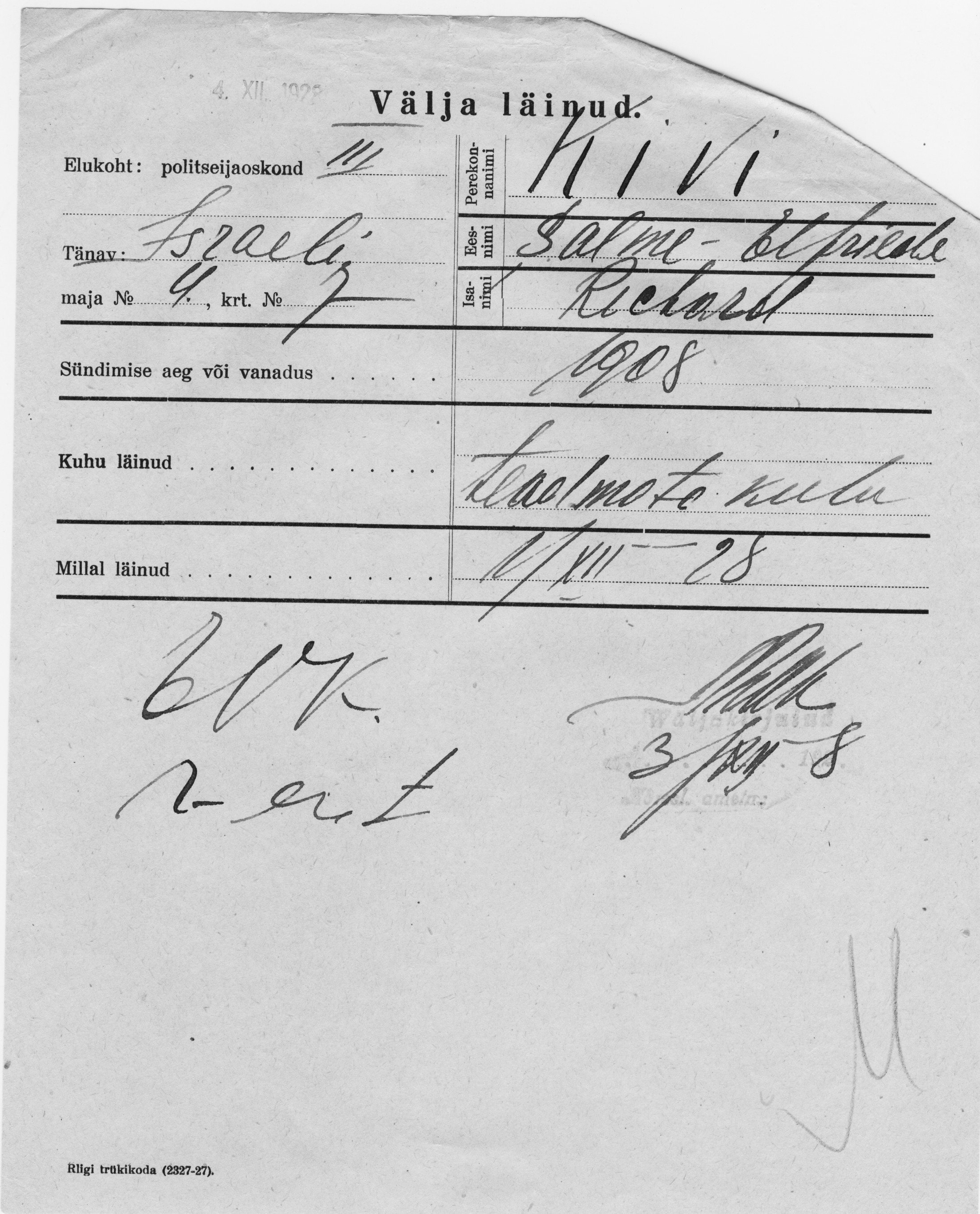 Kivi, Salme, Elfriede