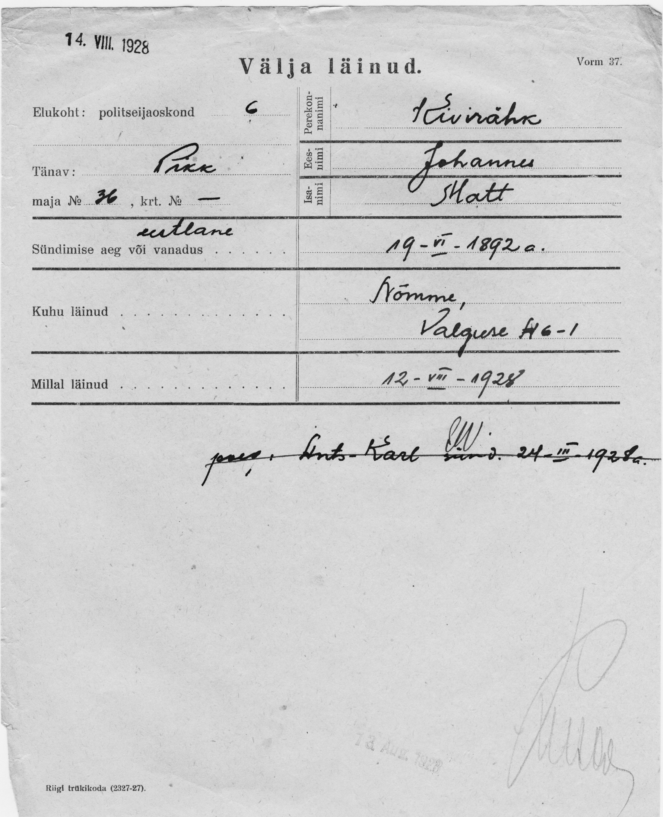 Kivirähk, Johannes, Matt