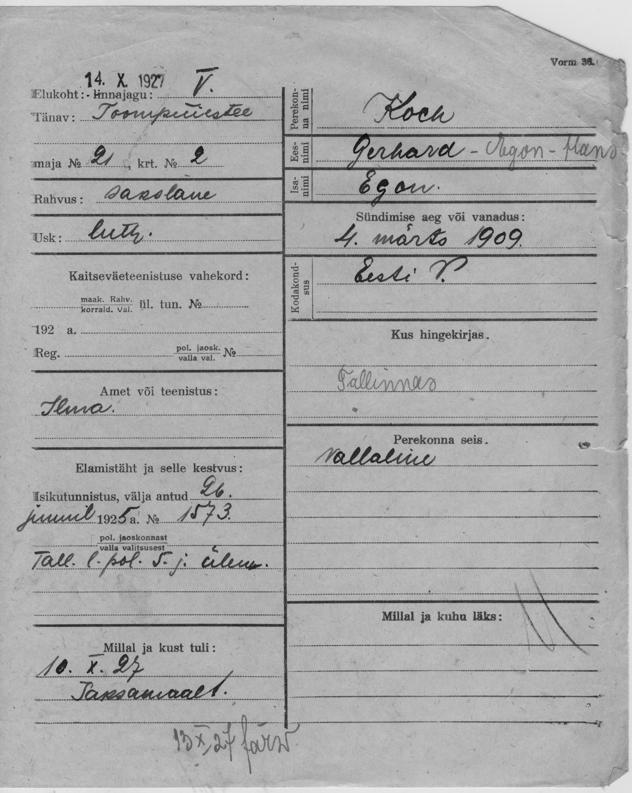 Koch, Gerhard-Egon-Hans, Egon