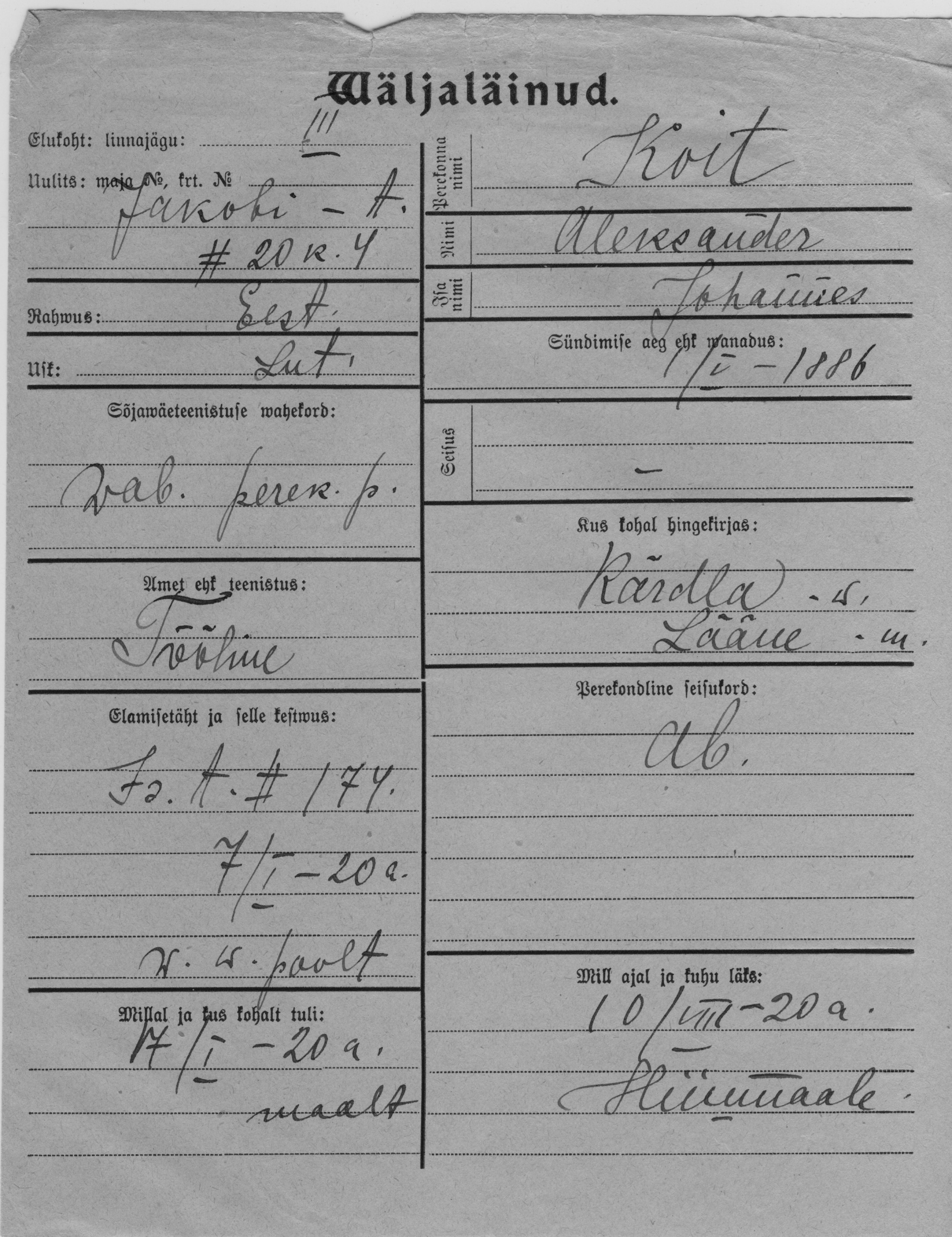 Koit, Aleksander, Johannes