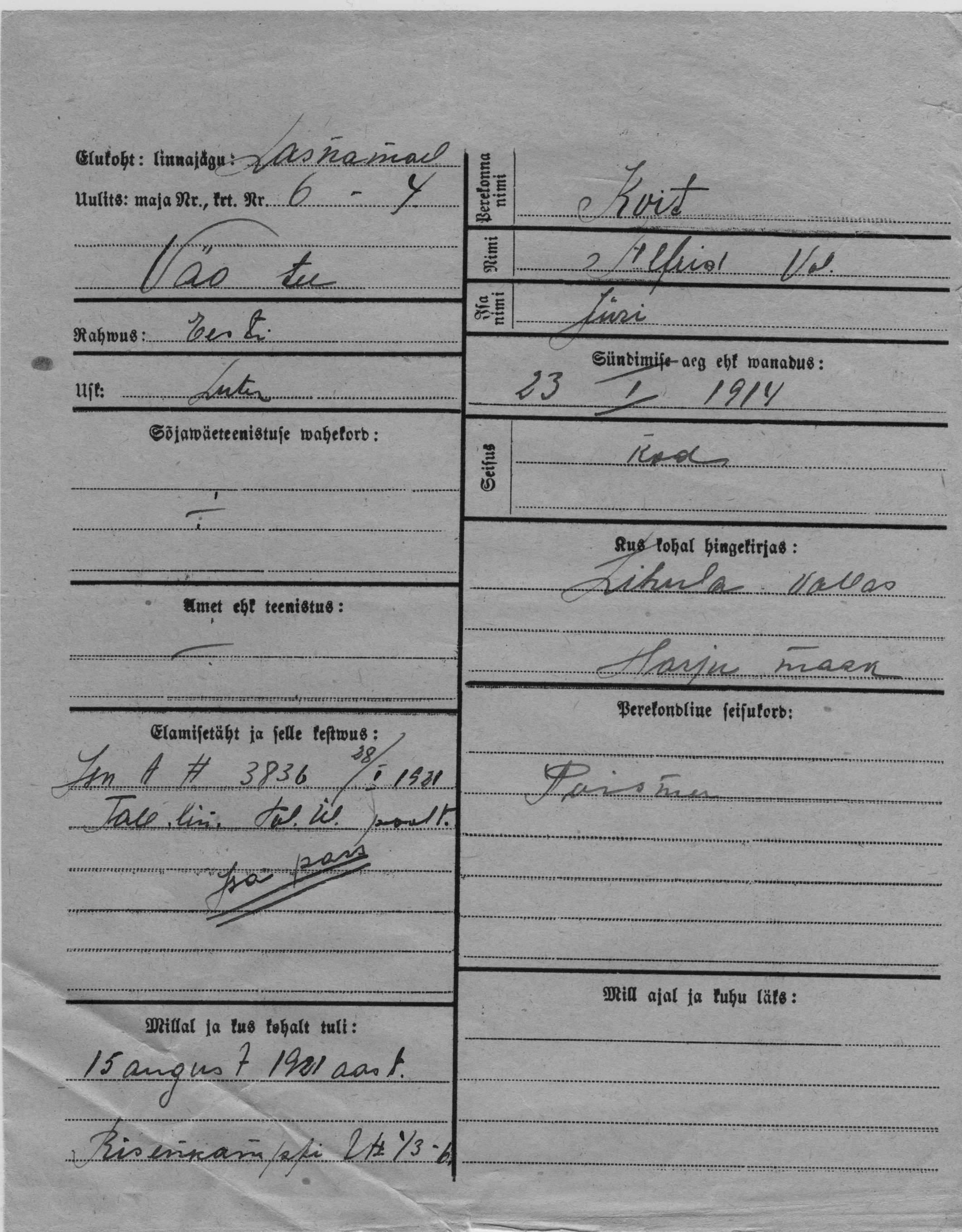 Koit, Alfrid vol, Jüri