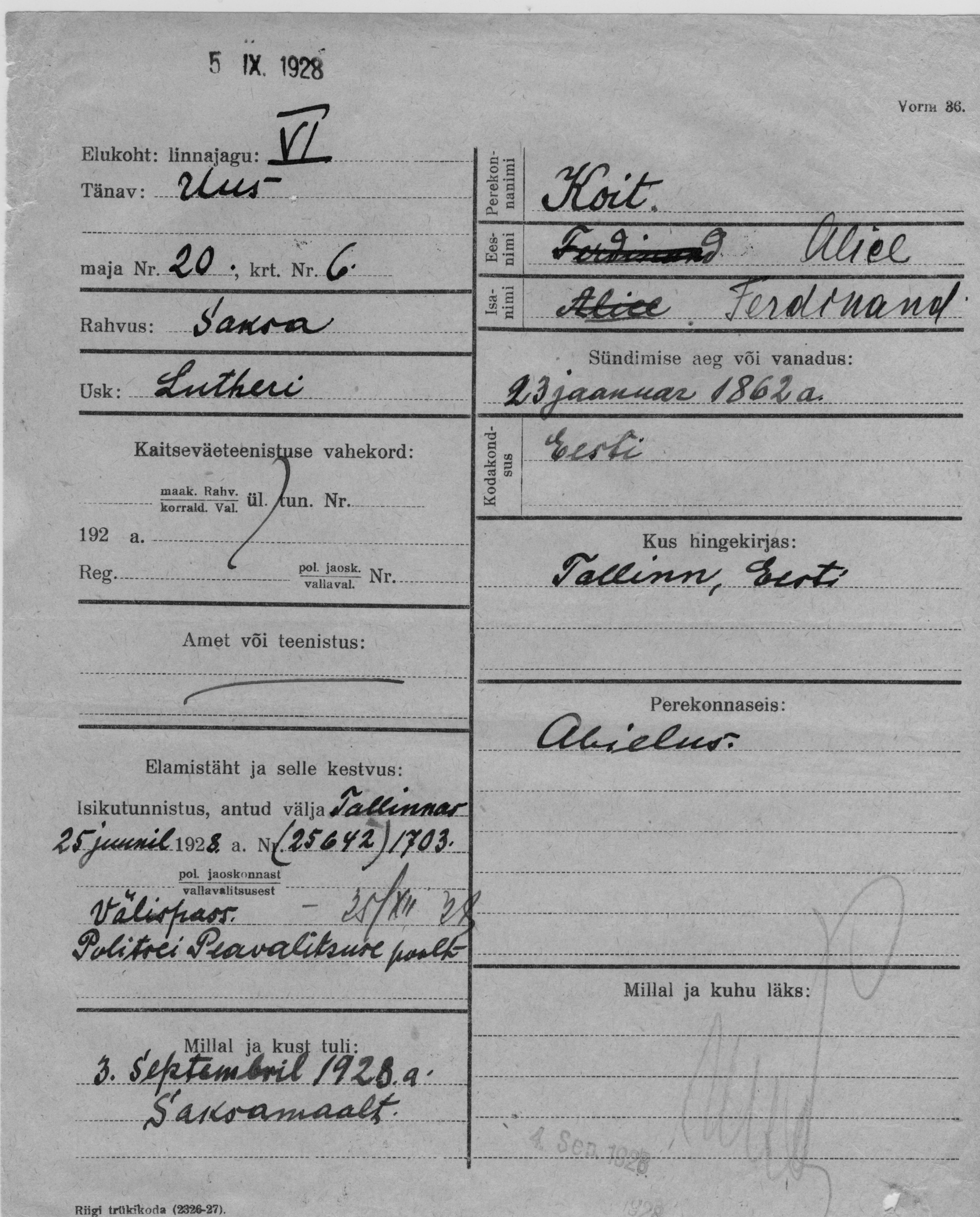 Koit, Alice, Ferdinand