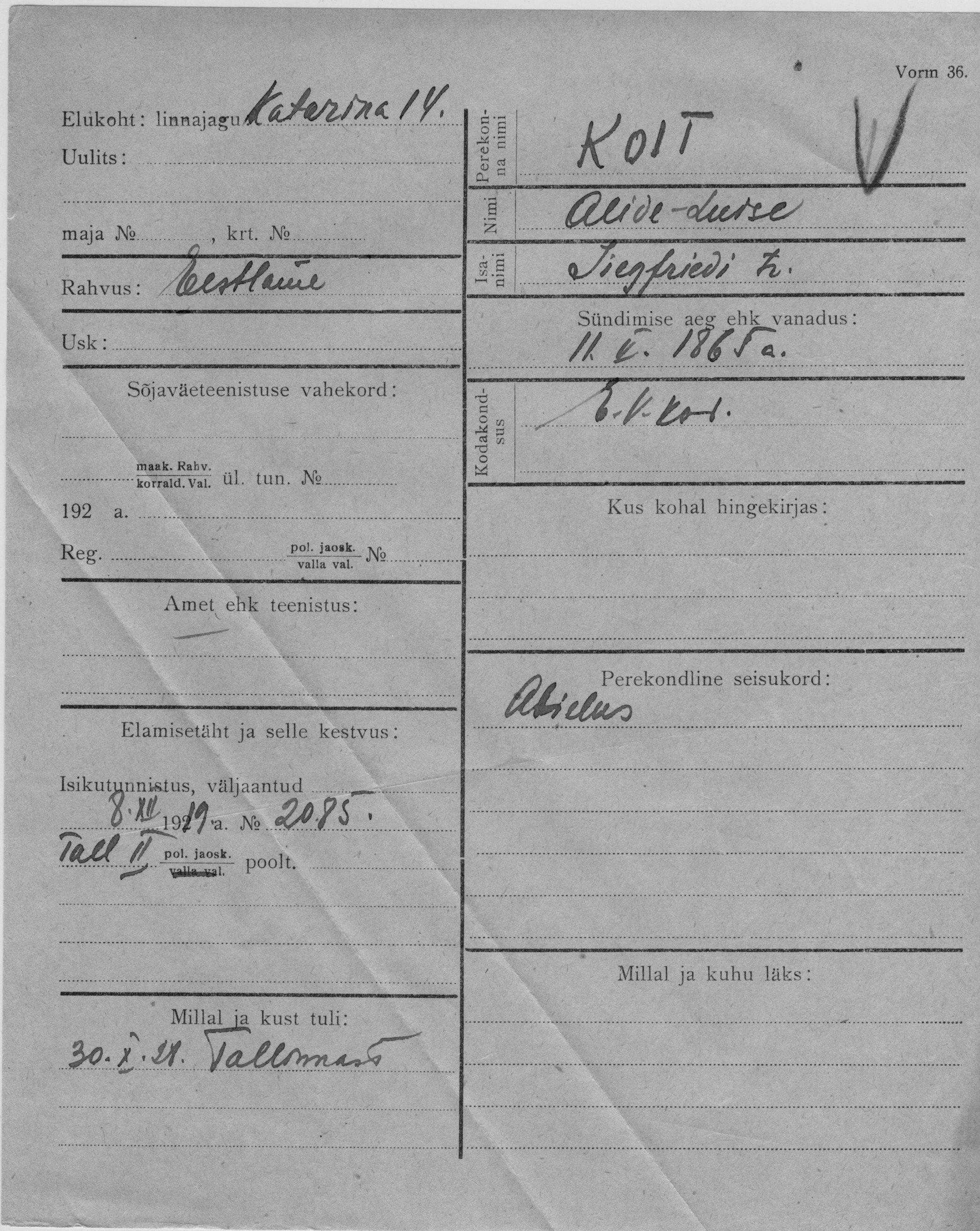 Koit, Alide-Luise, Siegfried