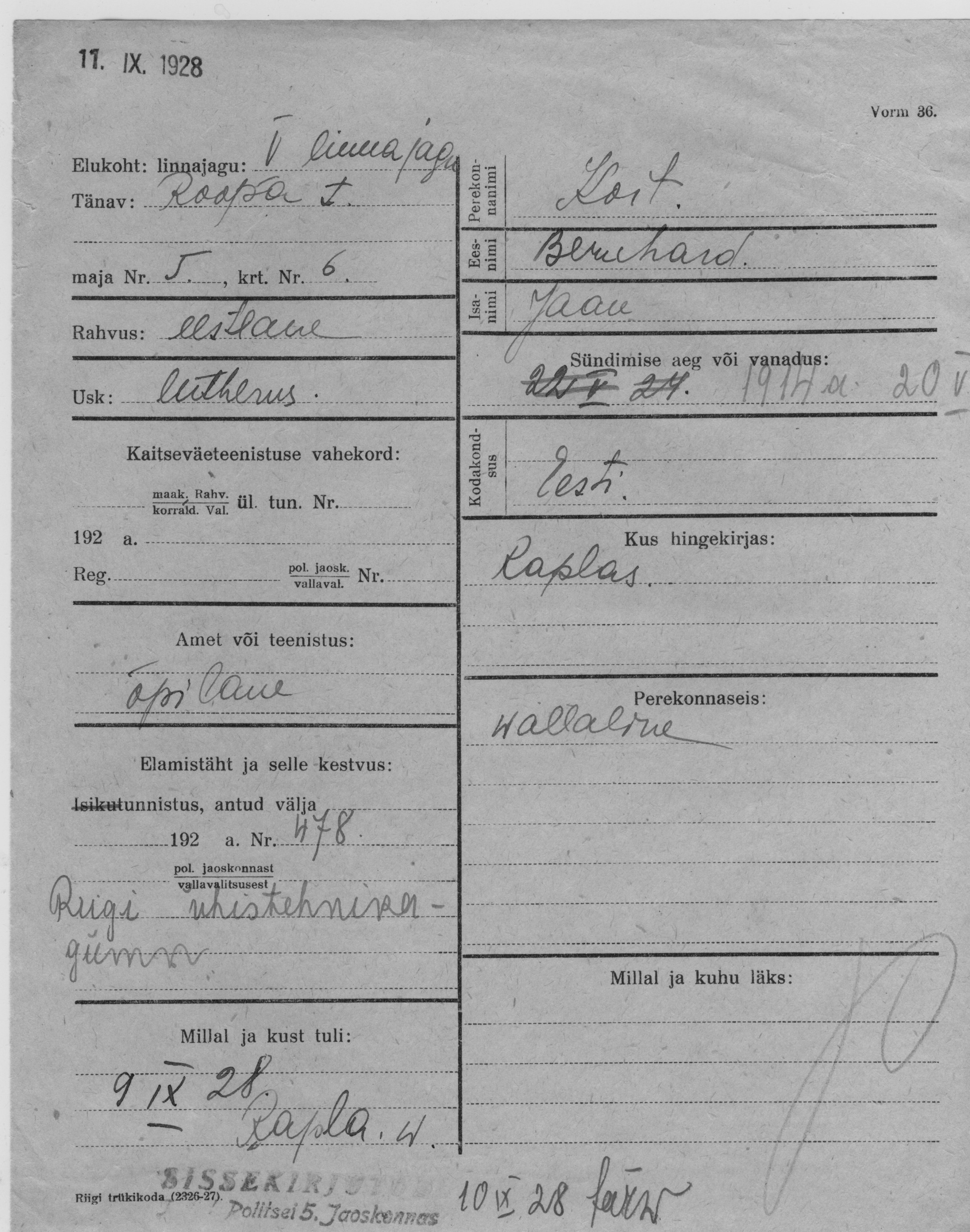 Koit, Bernhard, Jaan