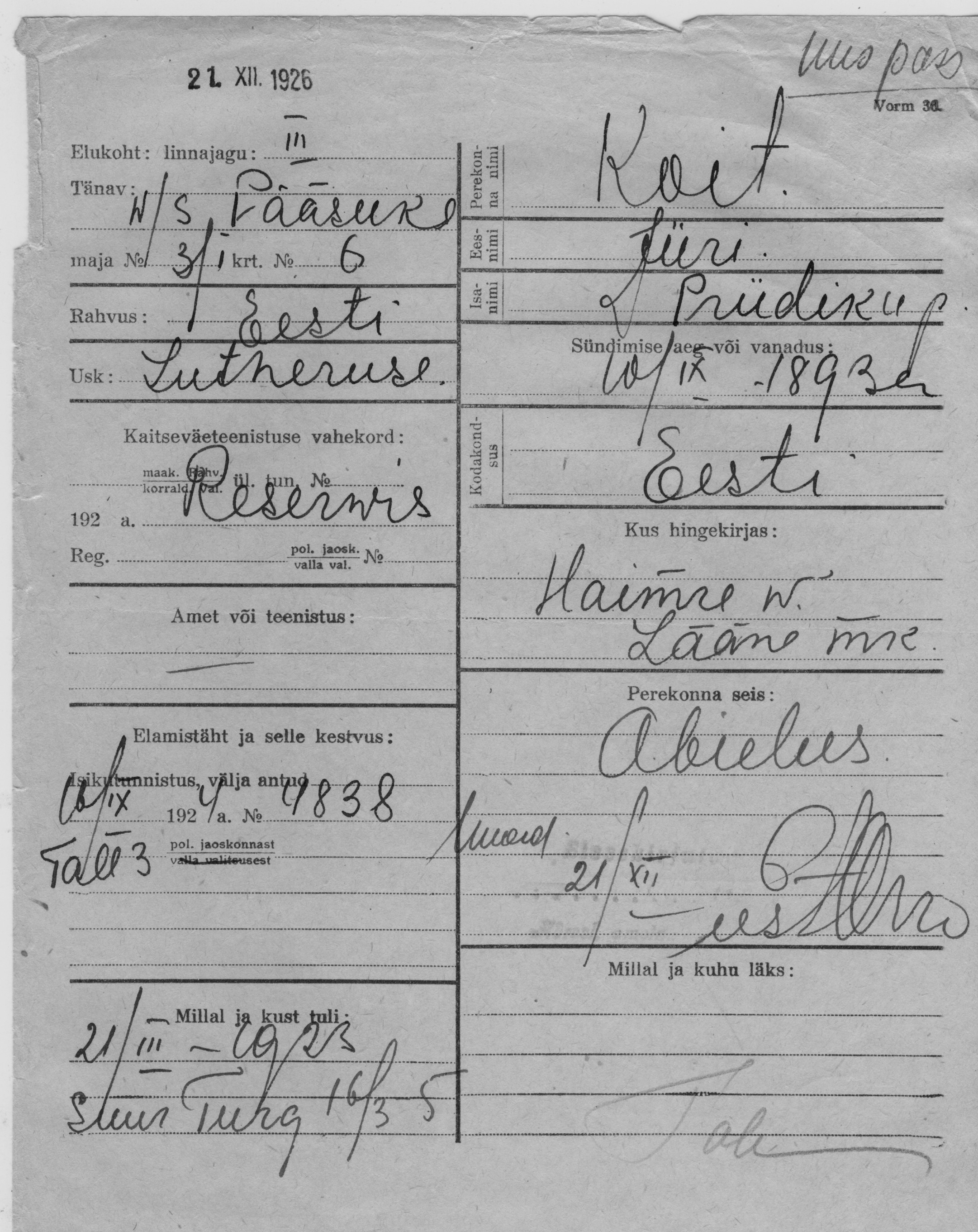 Koit, Jüri, Priidik