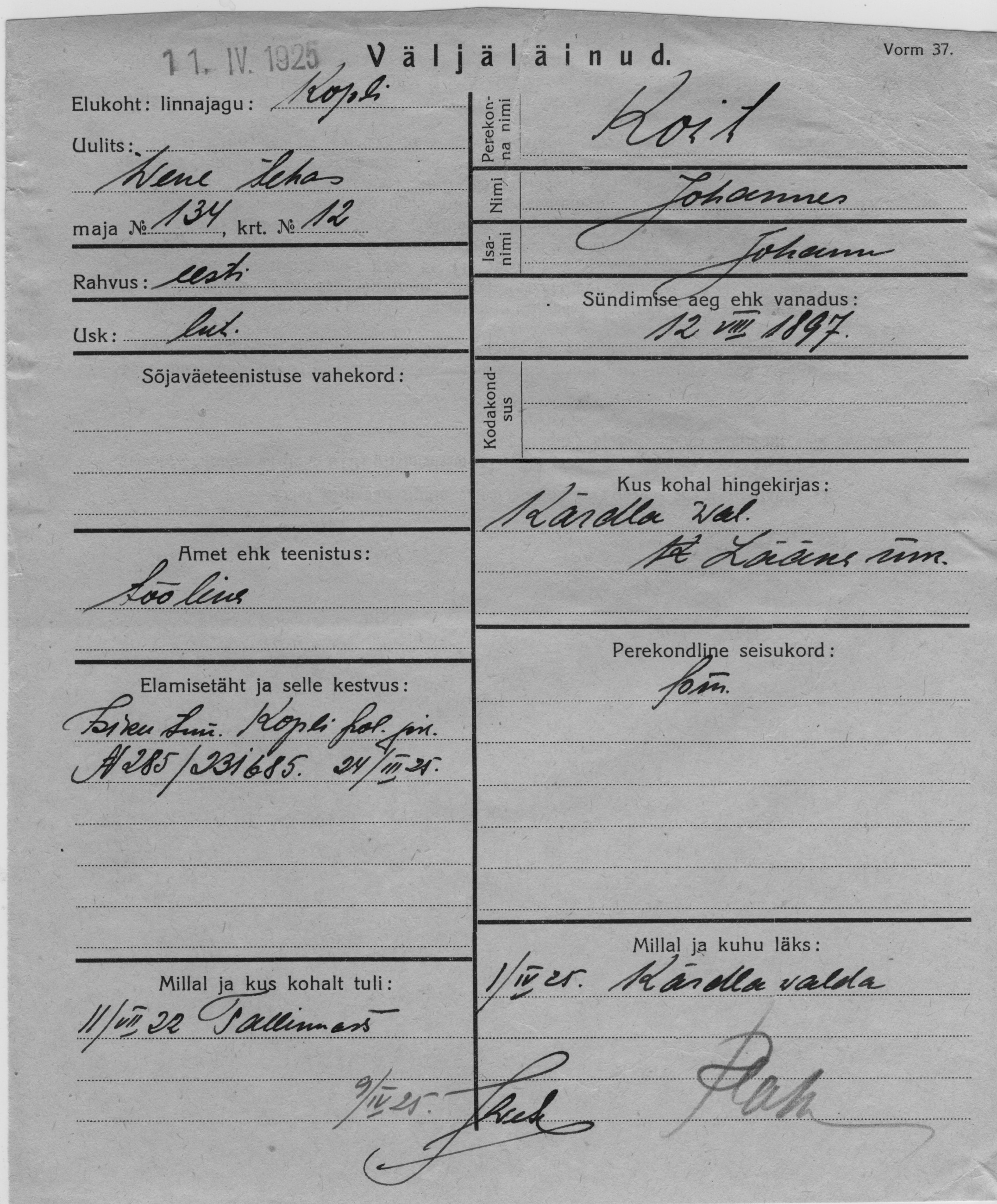 Koit, Johannes, Johann