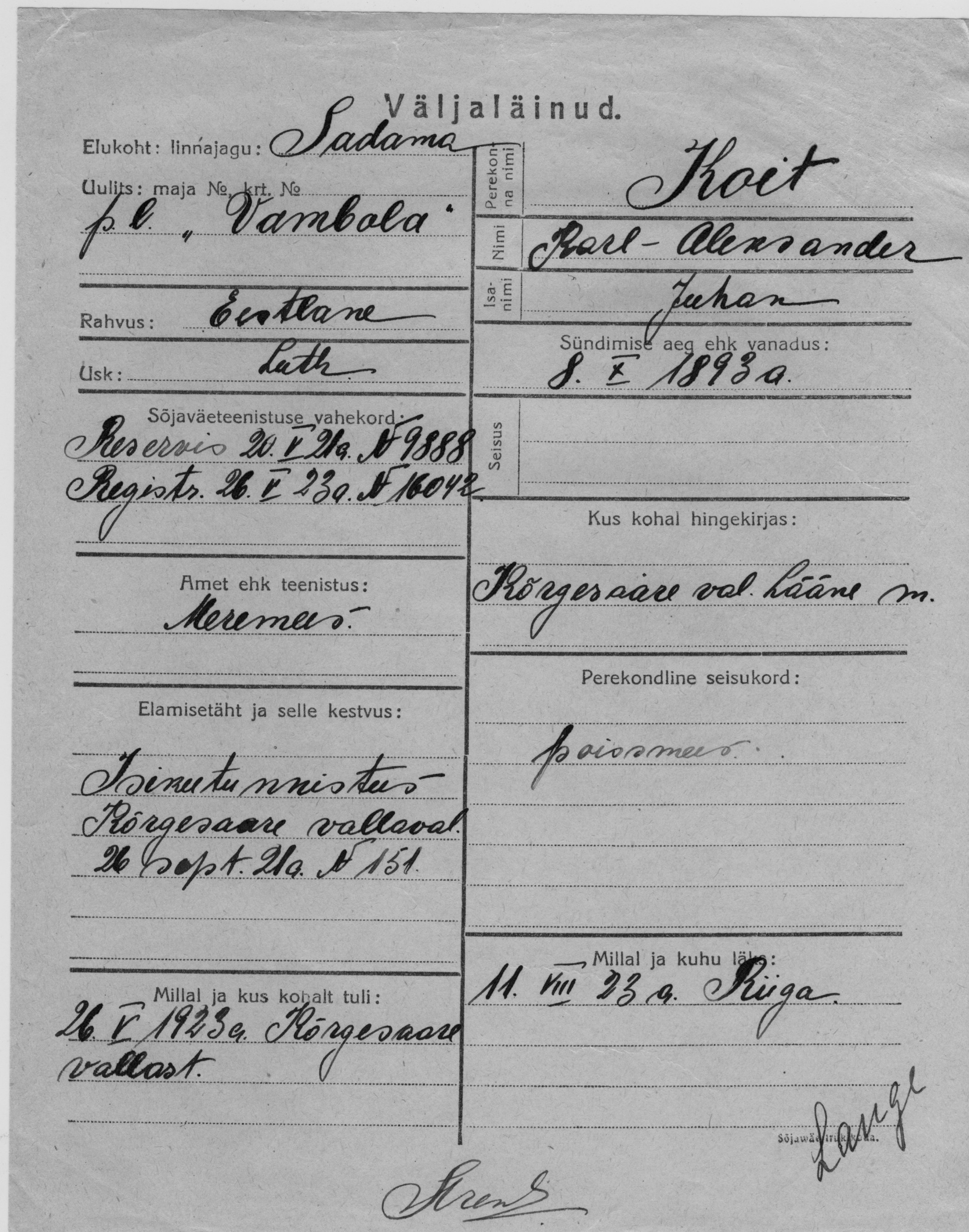 Koit, Karl-Aleksander, Juhan