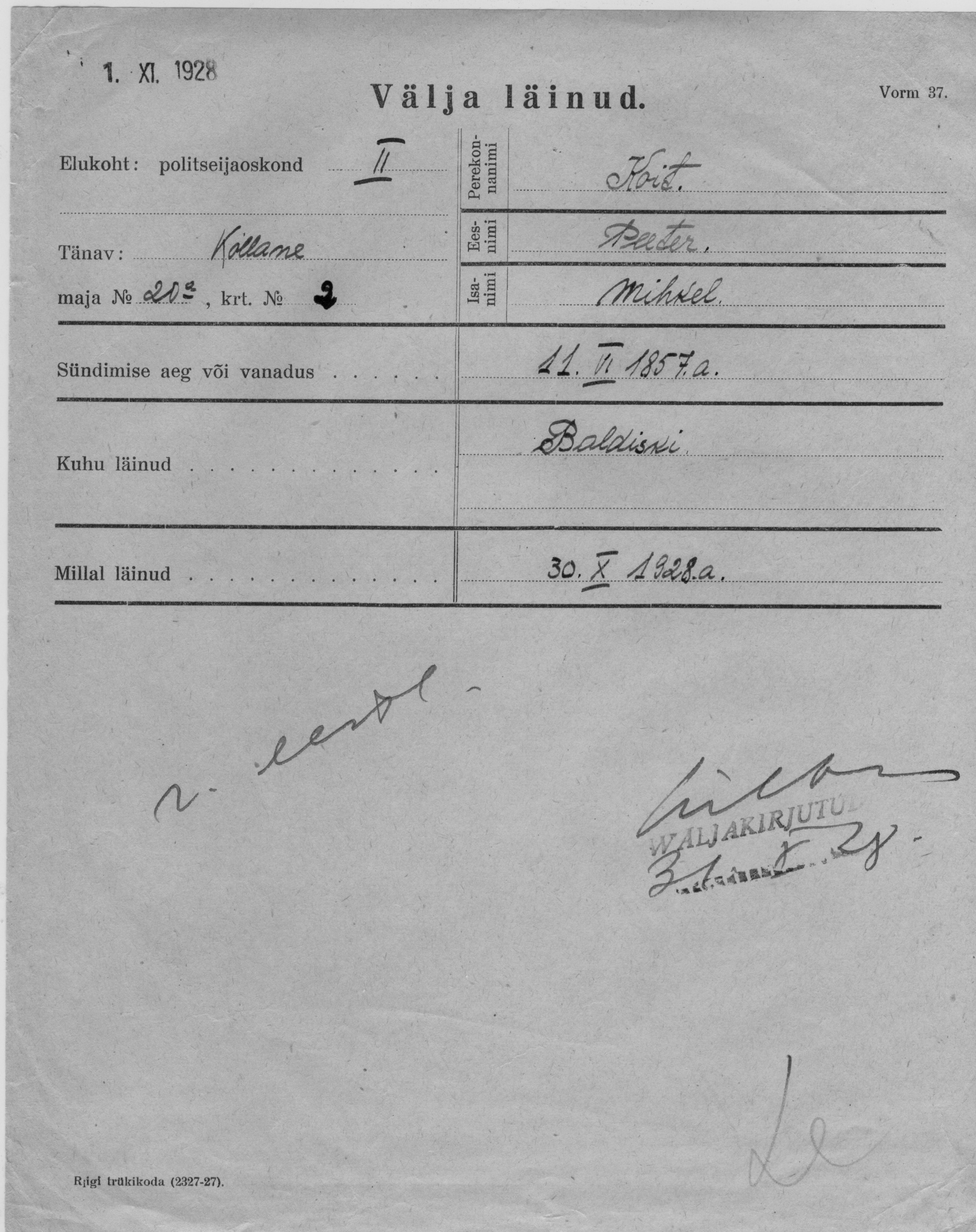 Koit, Peeter, Mihkel