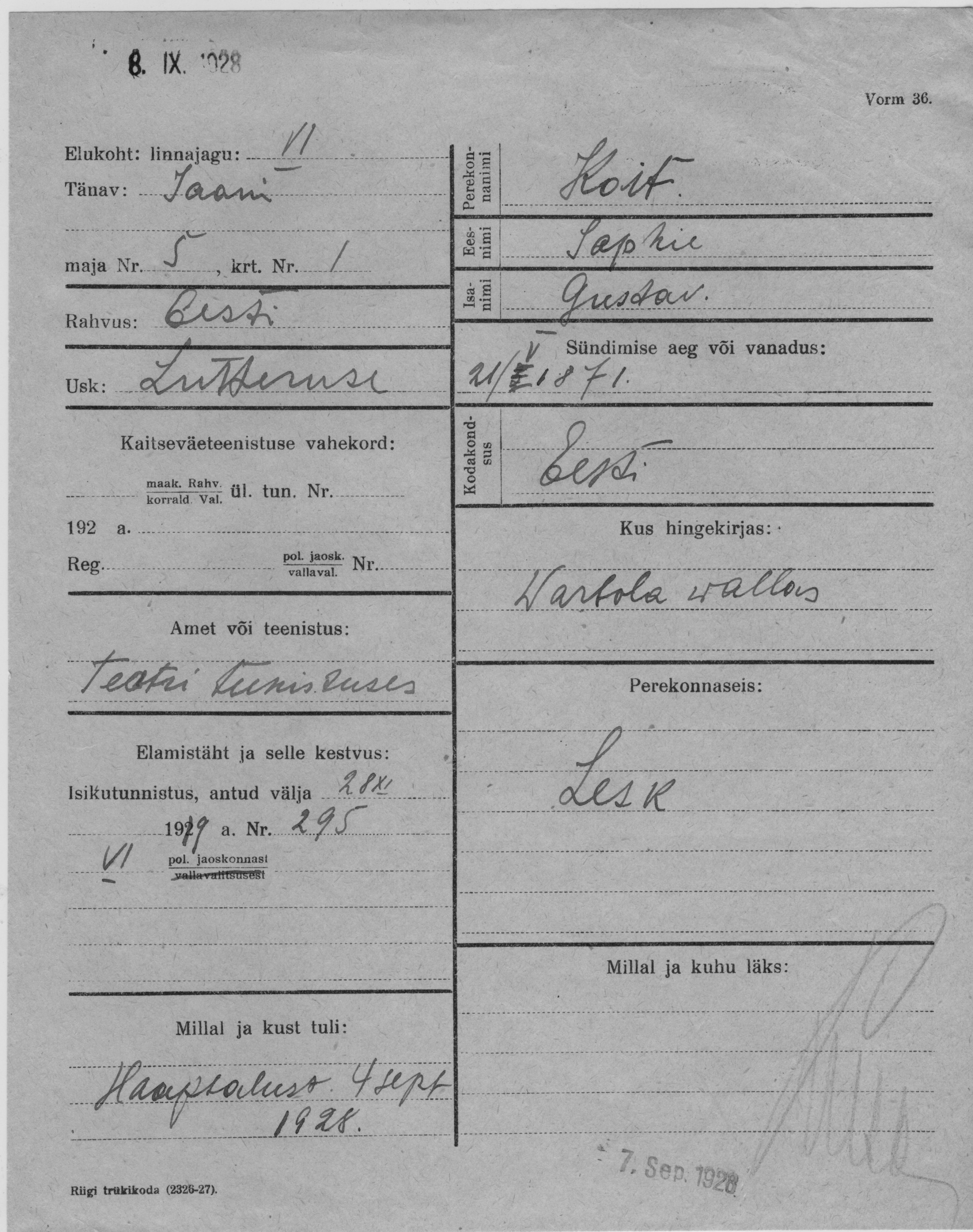 Koit, Sophie, Gustav