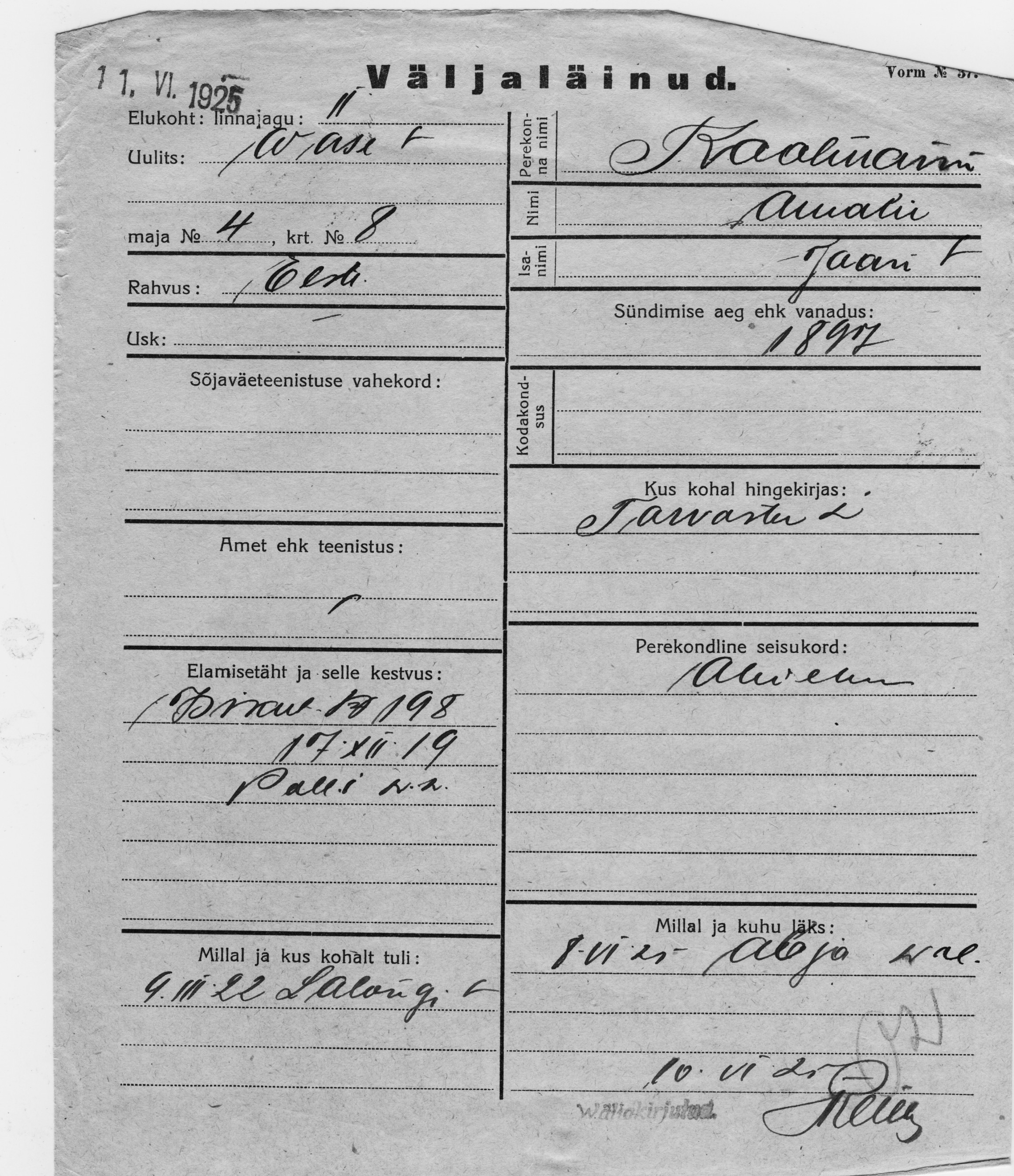 Koolmann, Amalie, Jaan