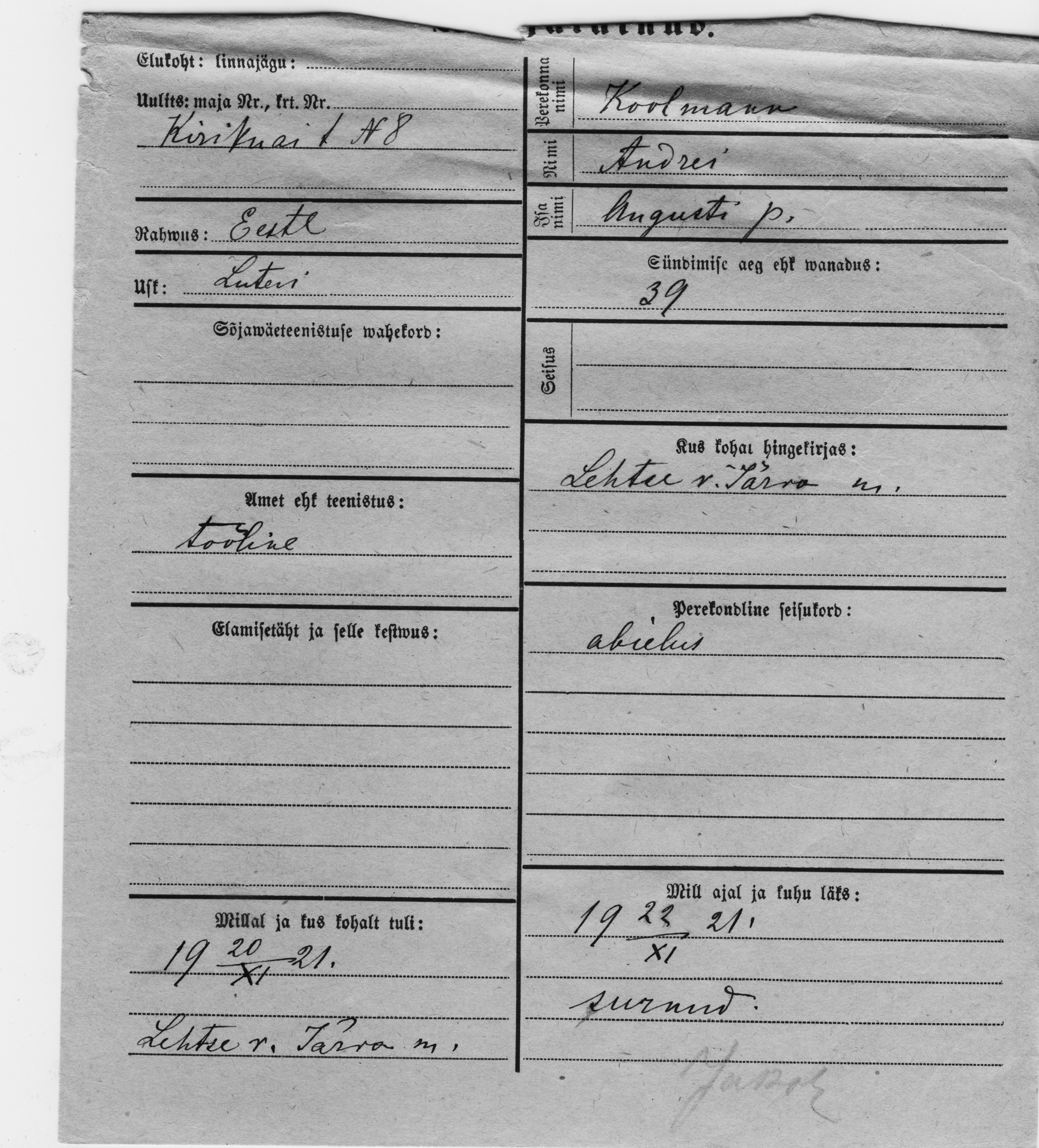 Koolmann, Andrei, August