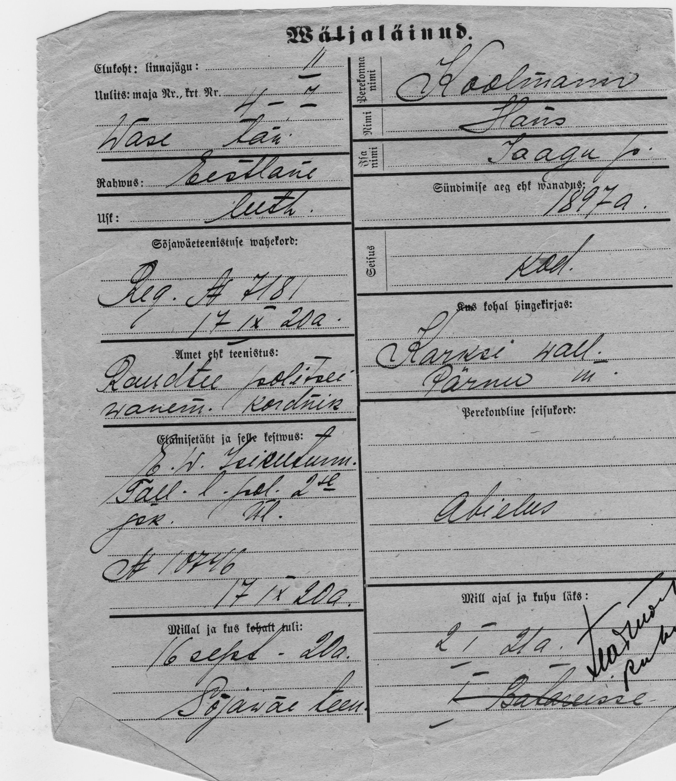 Koolmann, Hans, Jaak