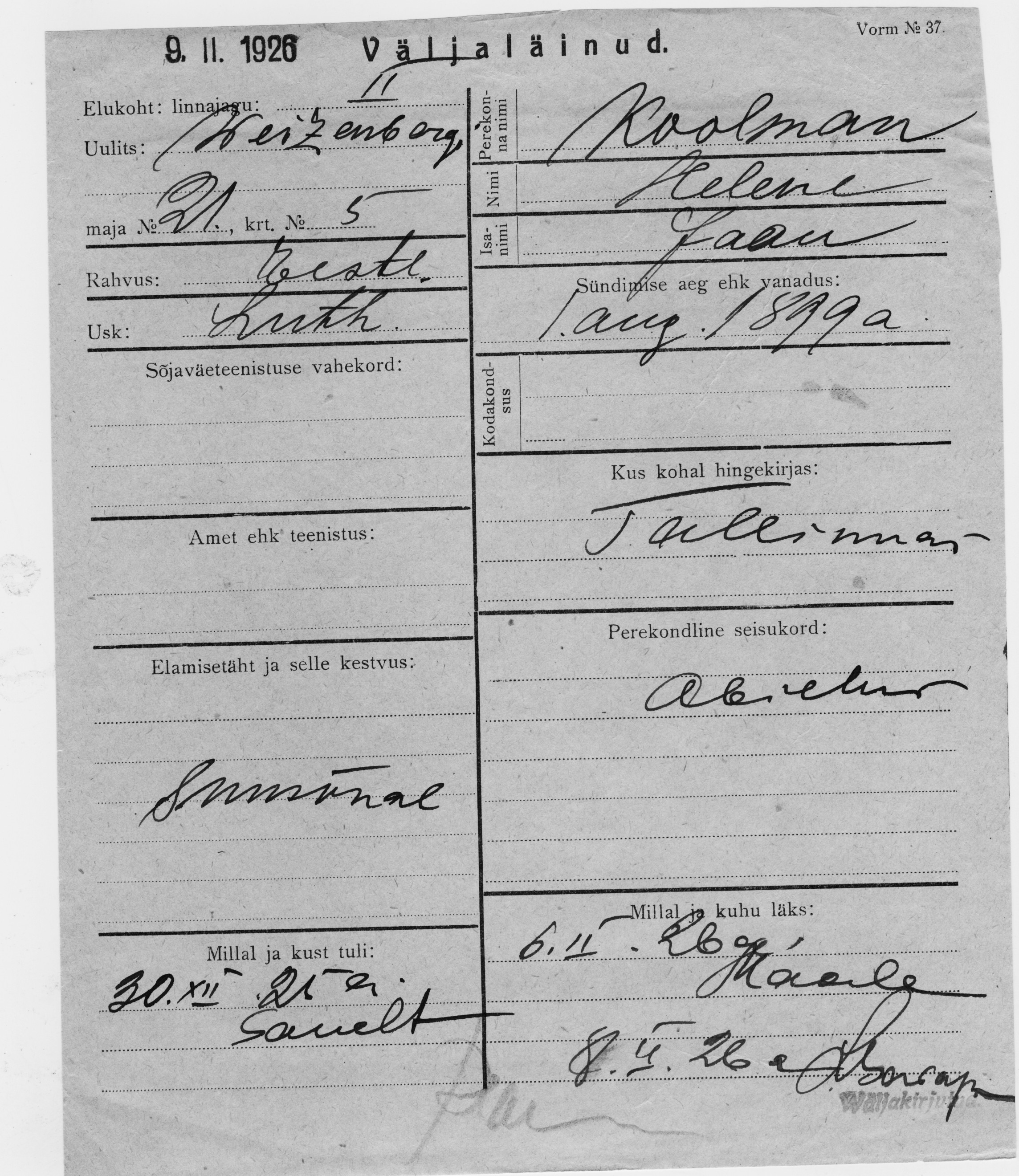 Koolmann, Helene, Jaan