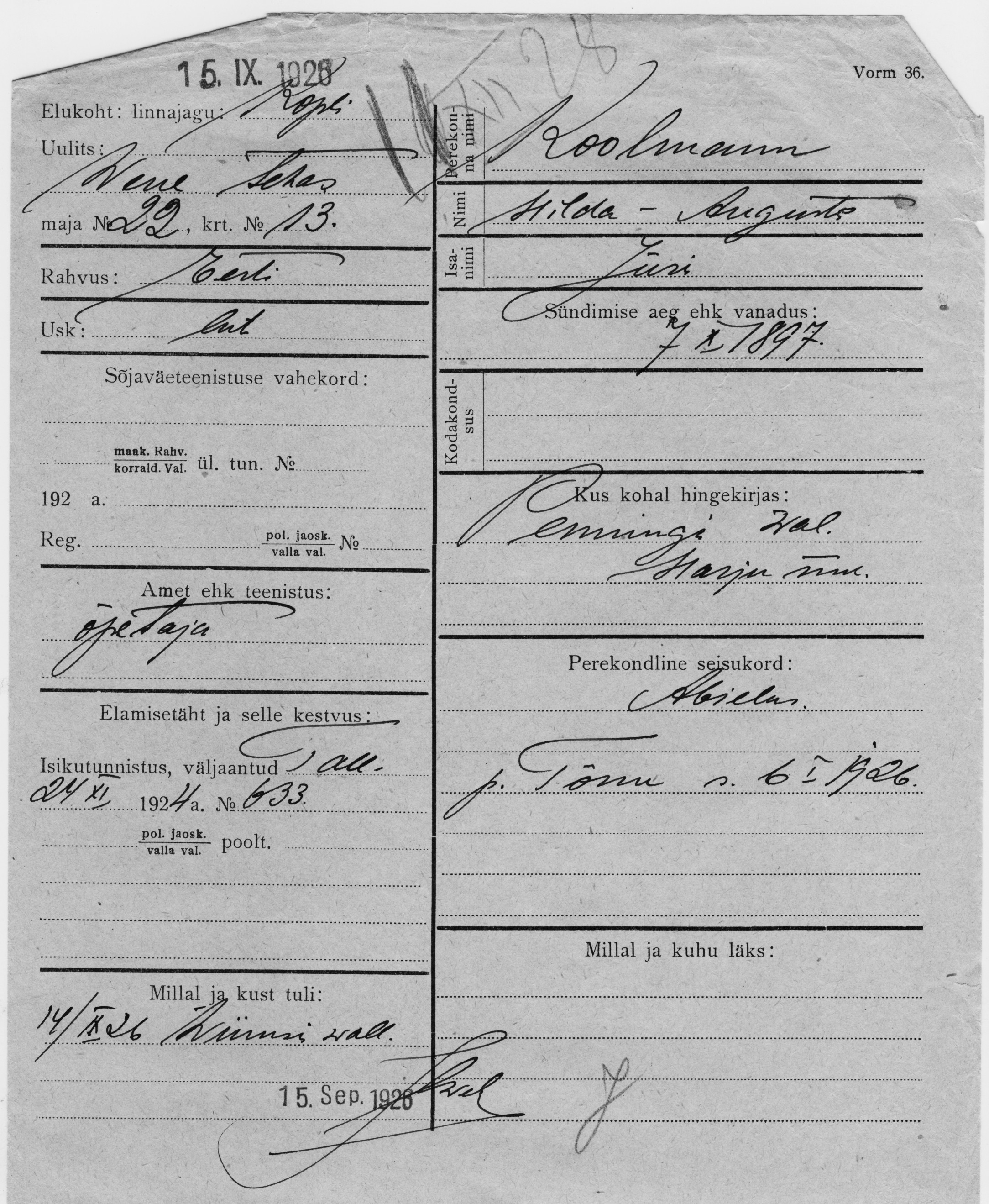 Koolmann, Hilda, Augusta