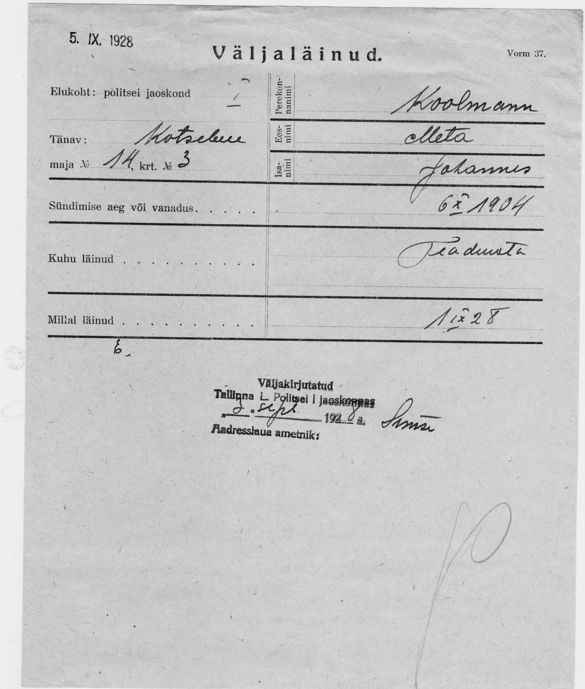 Koolmann, Meta, Johannes