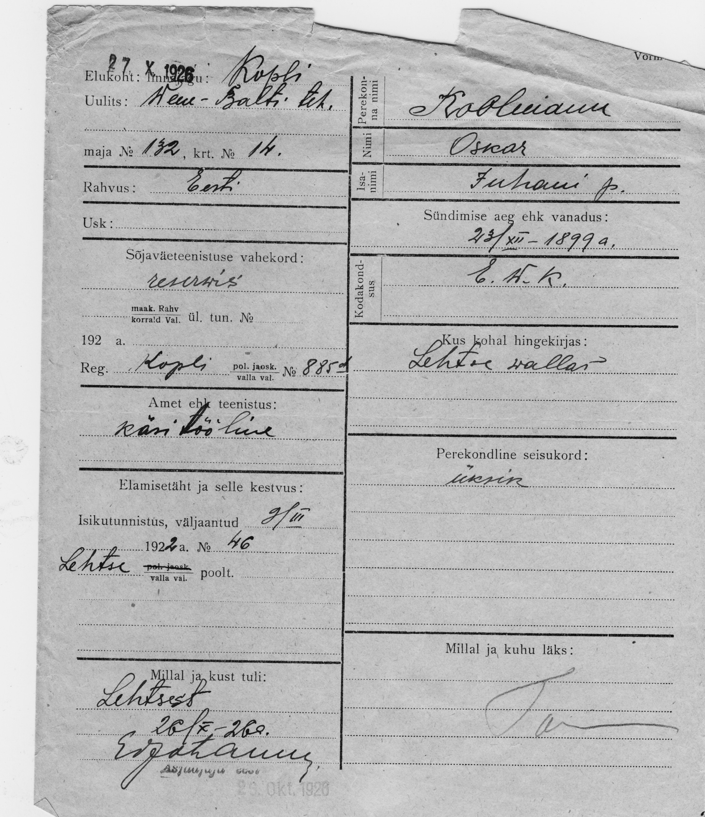 Koolmann, Oskar, Juhan