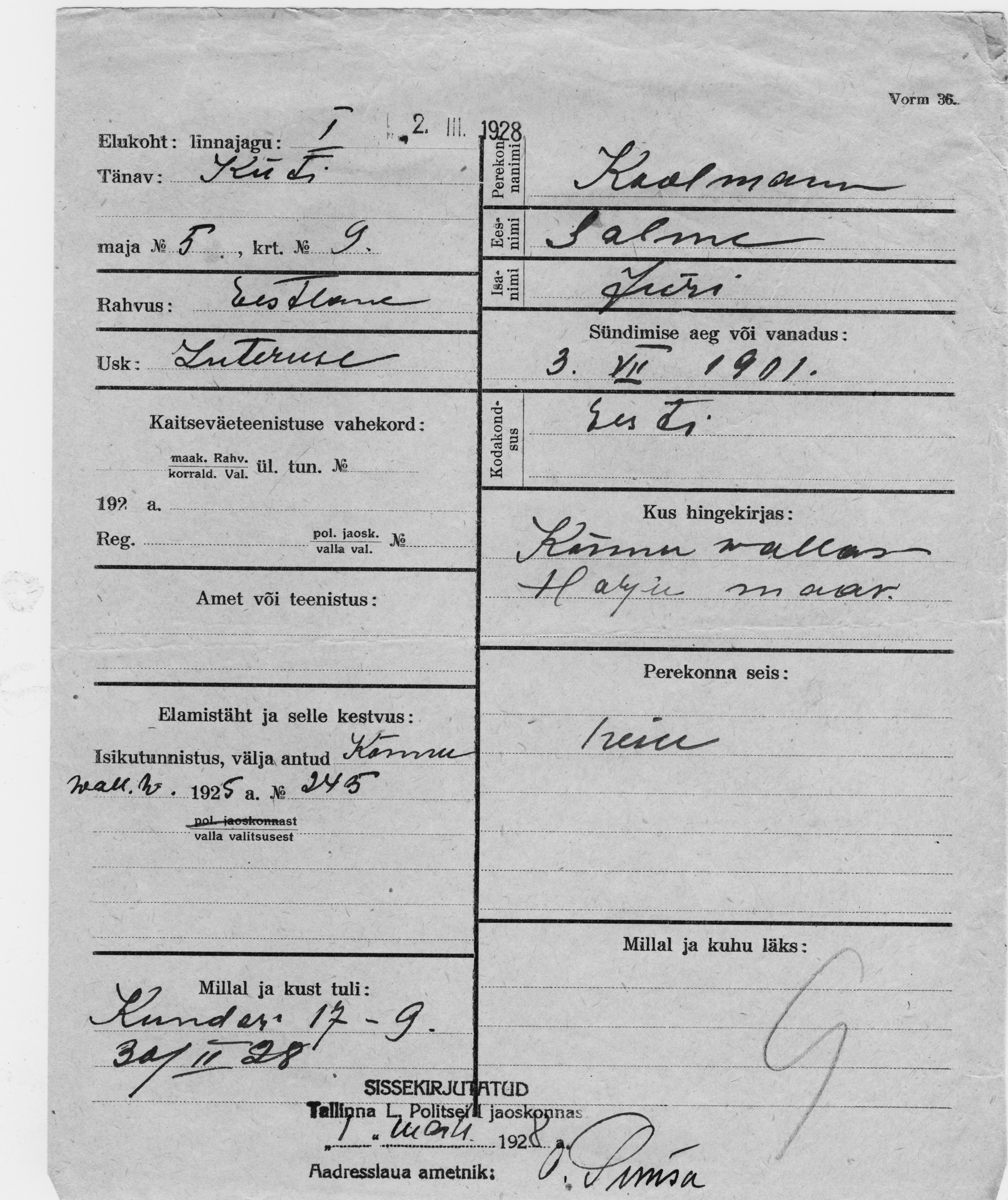 Koolmann, Salme, Jüri