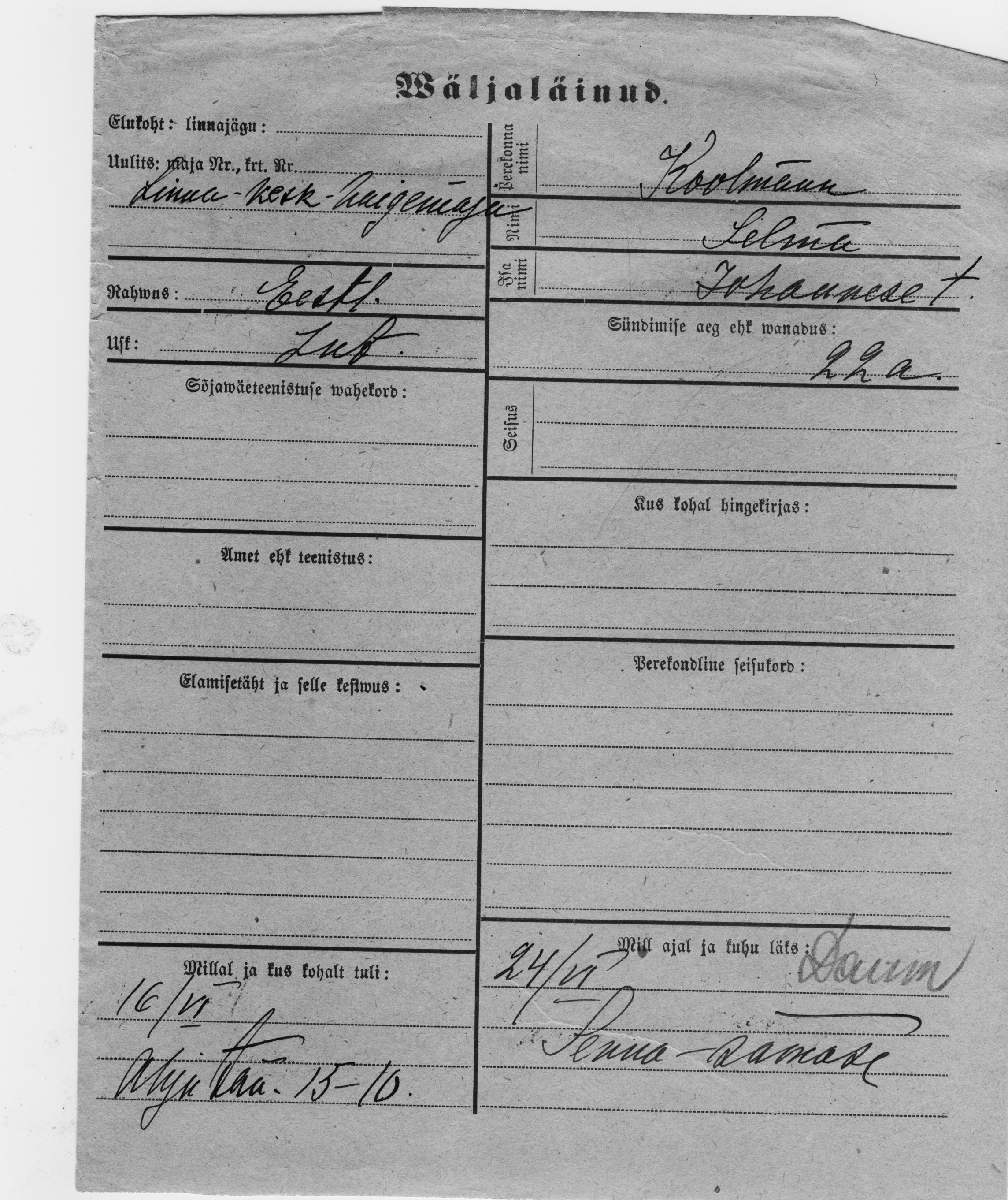 Koolmann, Selma, Johannes