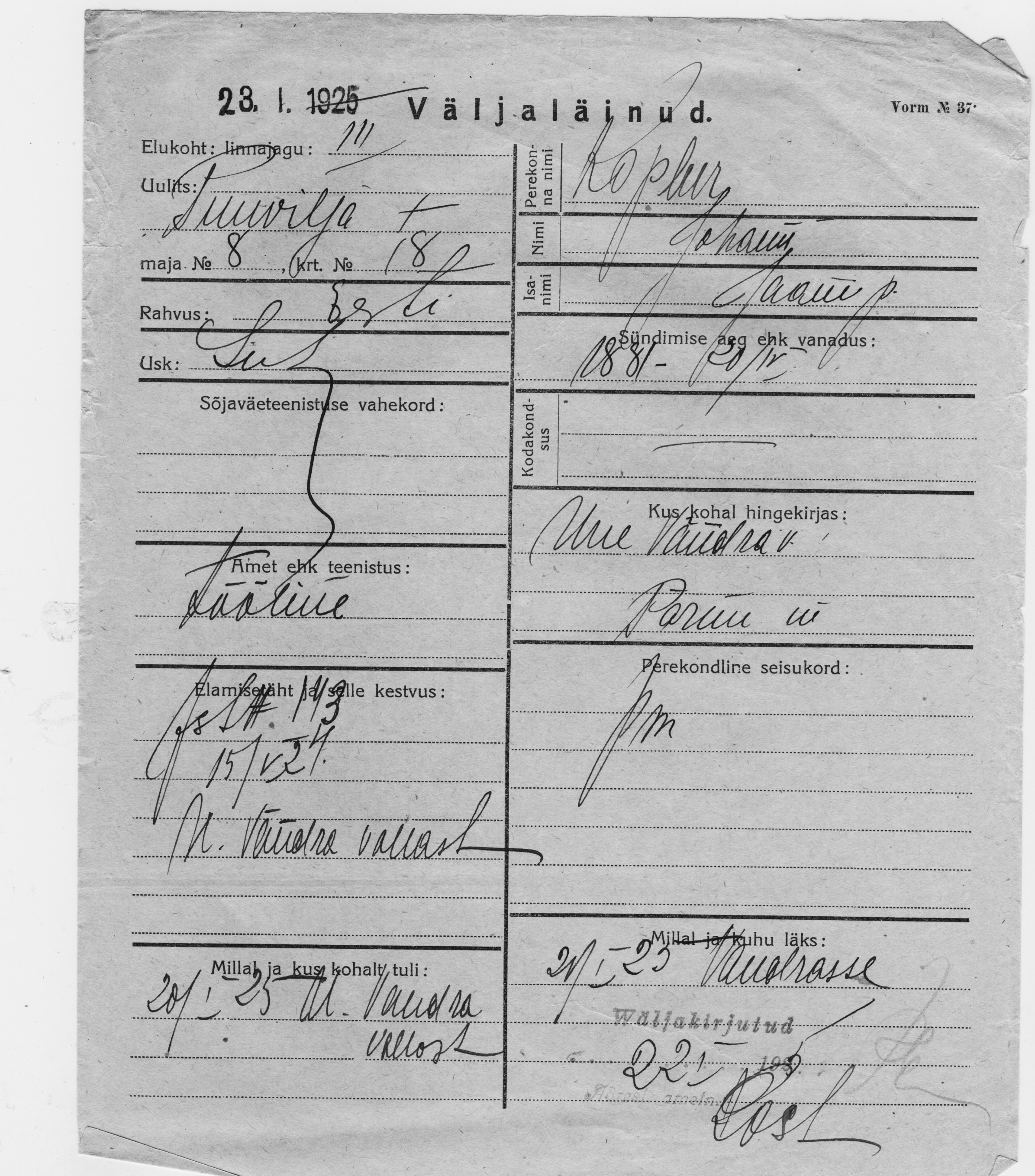 Koplus, Johann, Jaan